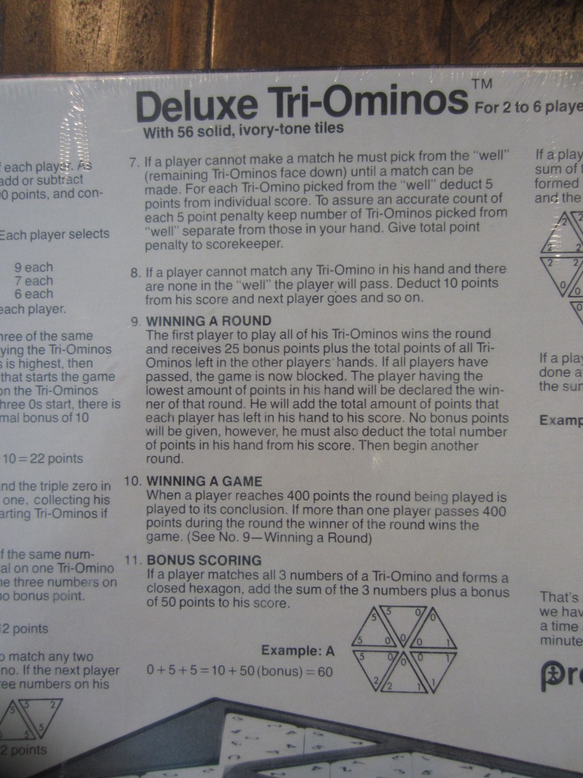 Deluxe Tri-Ominos Vintage 1978 Pressman Game Ivory Tone Crystalline Tiles NOS