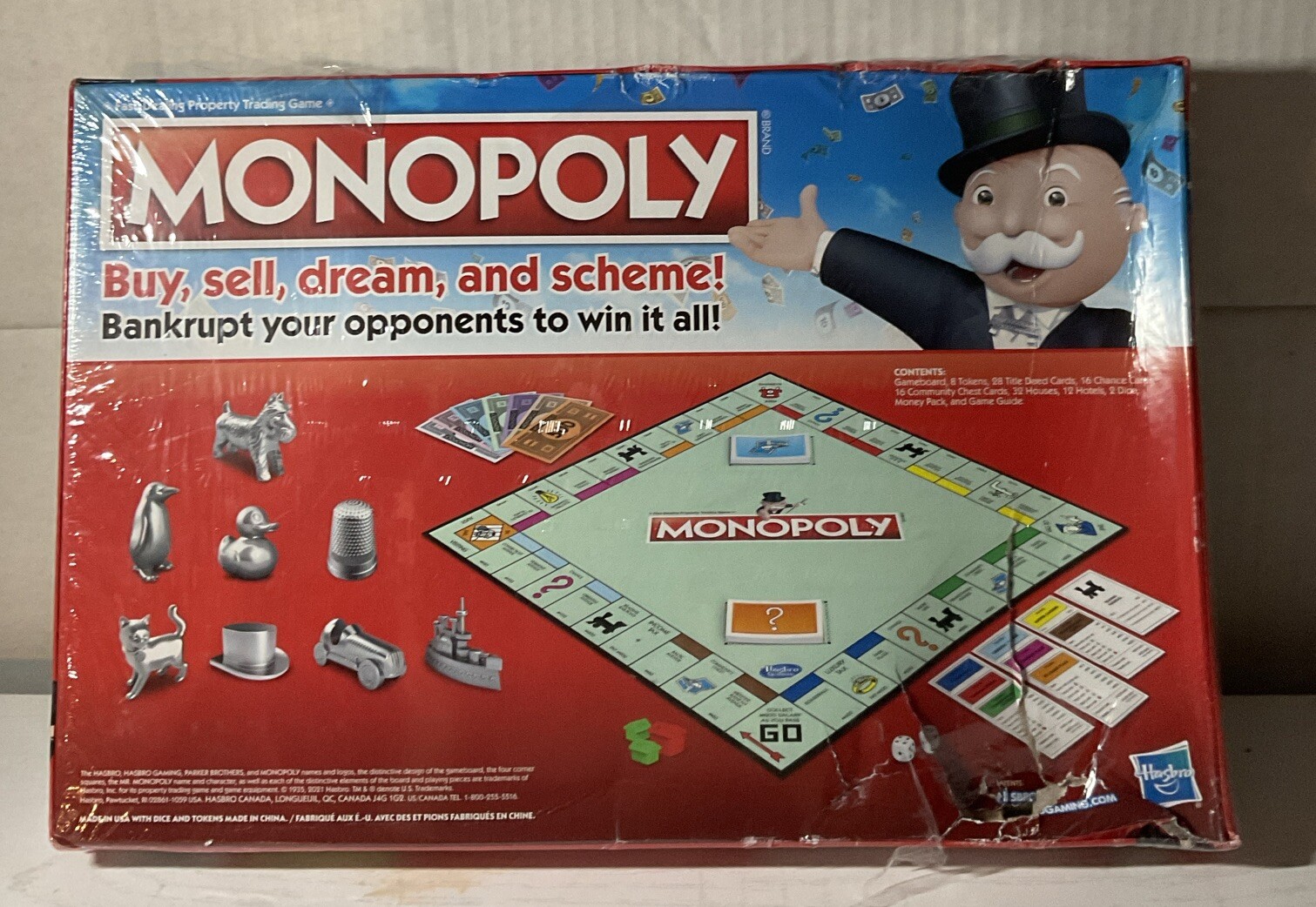 ⚡️Hasbro Monopoly Classic Game Edition Family Traditional 8 Token⚠️Damaged Box⚠️