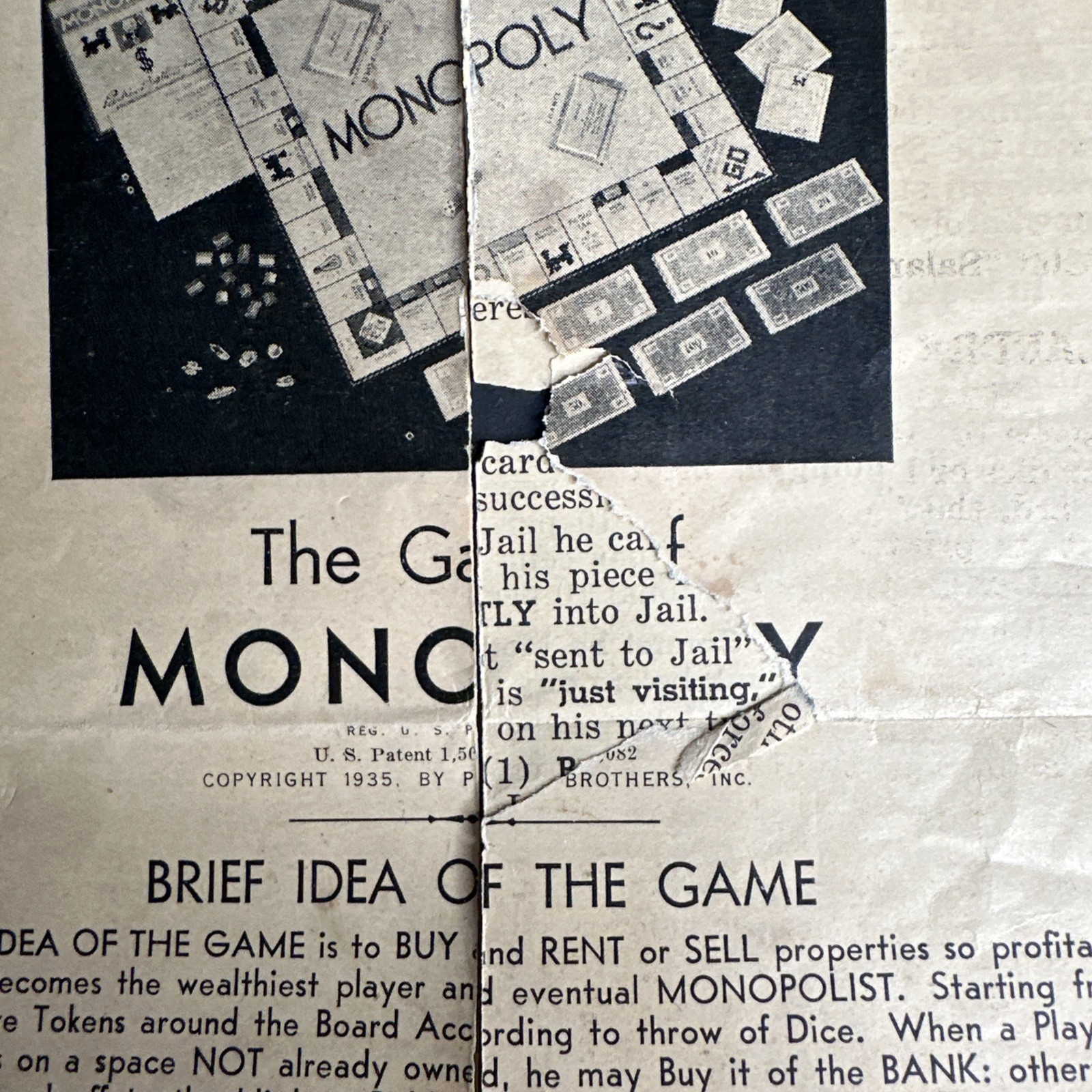 1935 Monopoly Trade-Mark Vintage Original Rules Directions Instructions READ