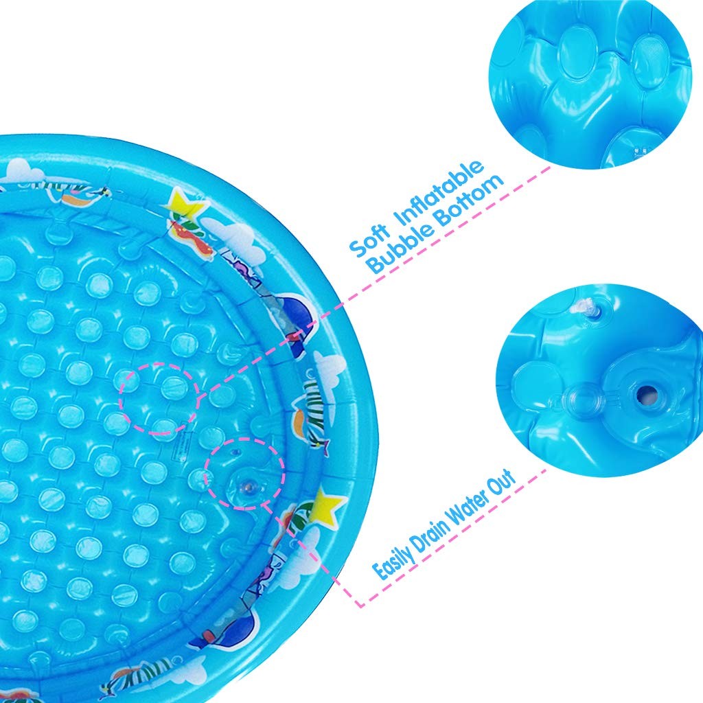 Big Summer Inflatable Kiddie Pool 48×12 3-Ring Toddler Blue