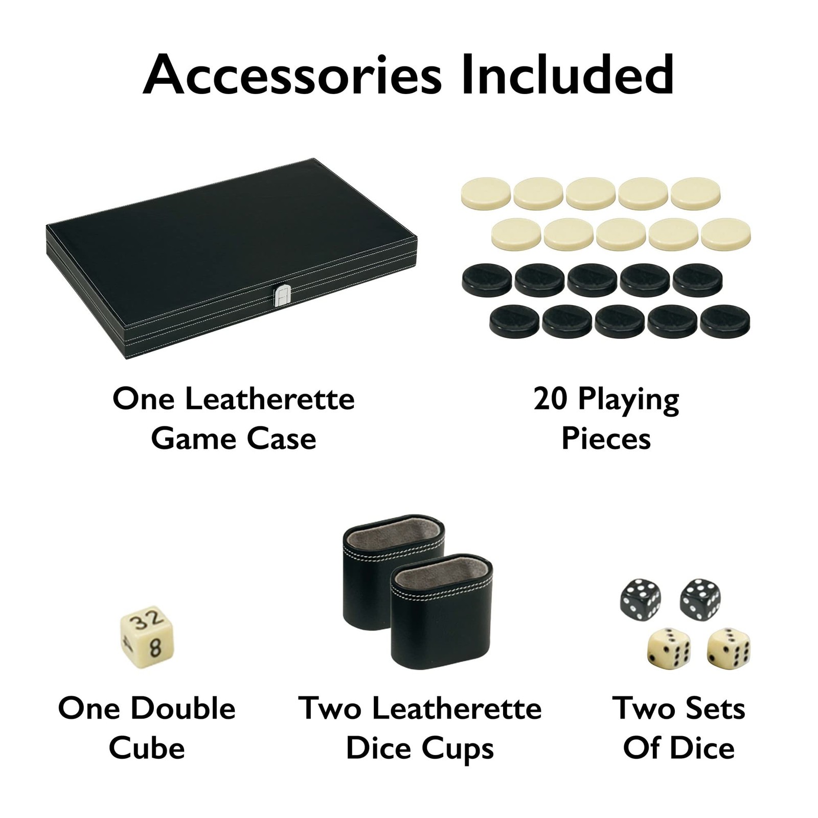 Mainstreet Classics 18 Inch Backgammon Set Leatherette Portable Board Game Case