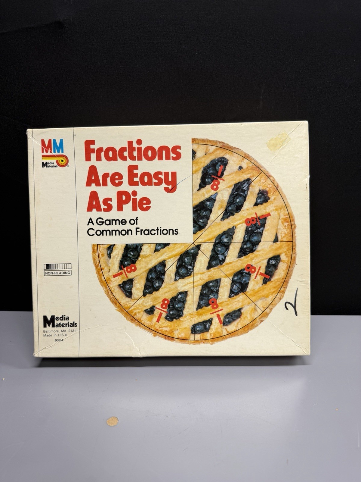 1985 Media Materials Fractions Are Easy As Pie Educational Board Game Complete