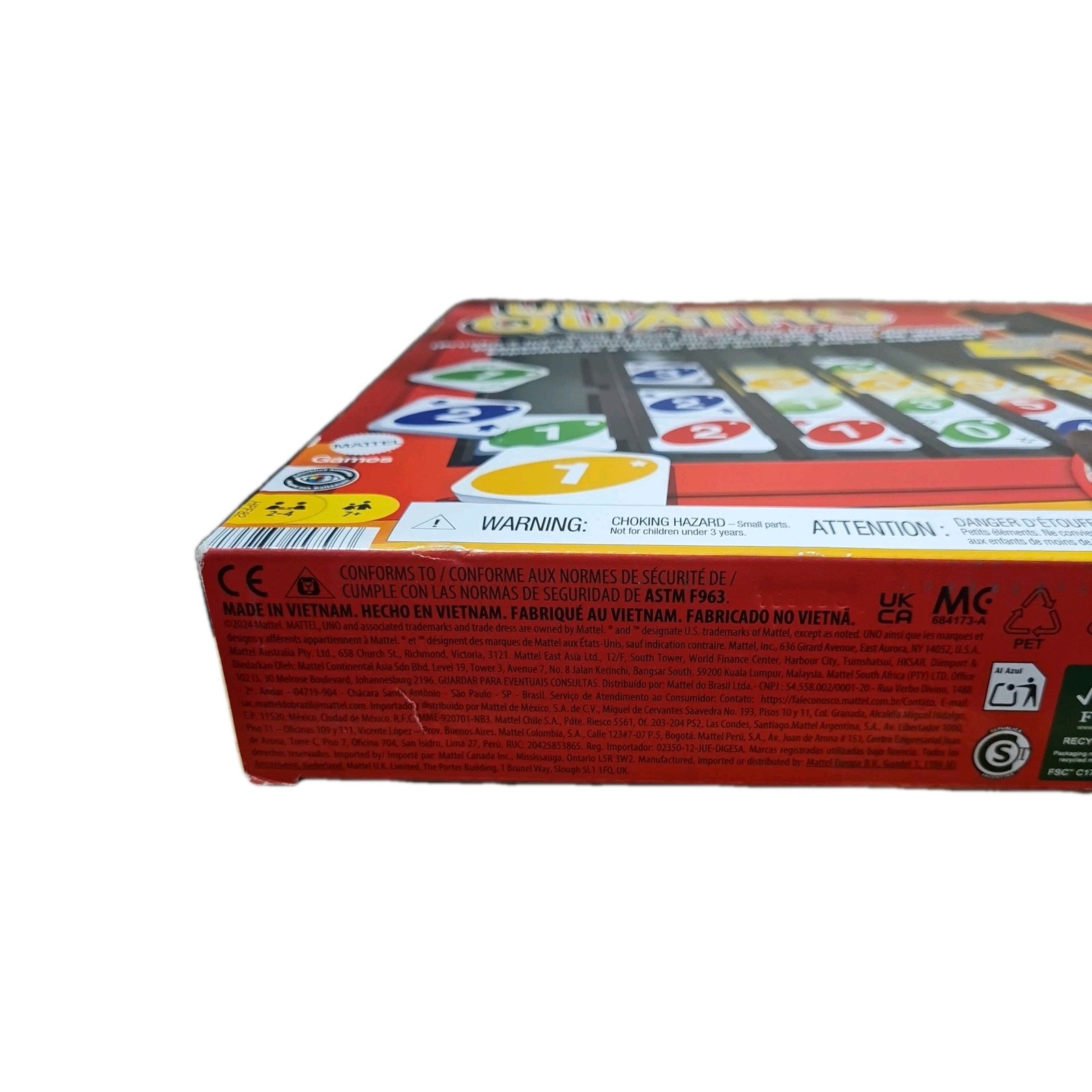Uno Quatro Game Drop & Swap Family Party Game Board Games Toy Age 7+