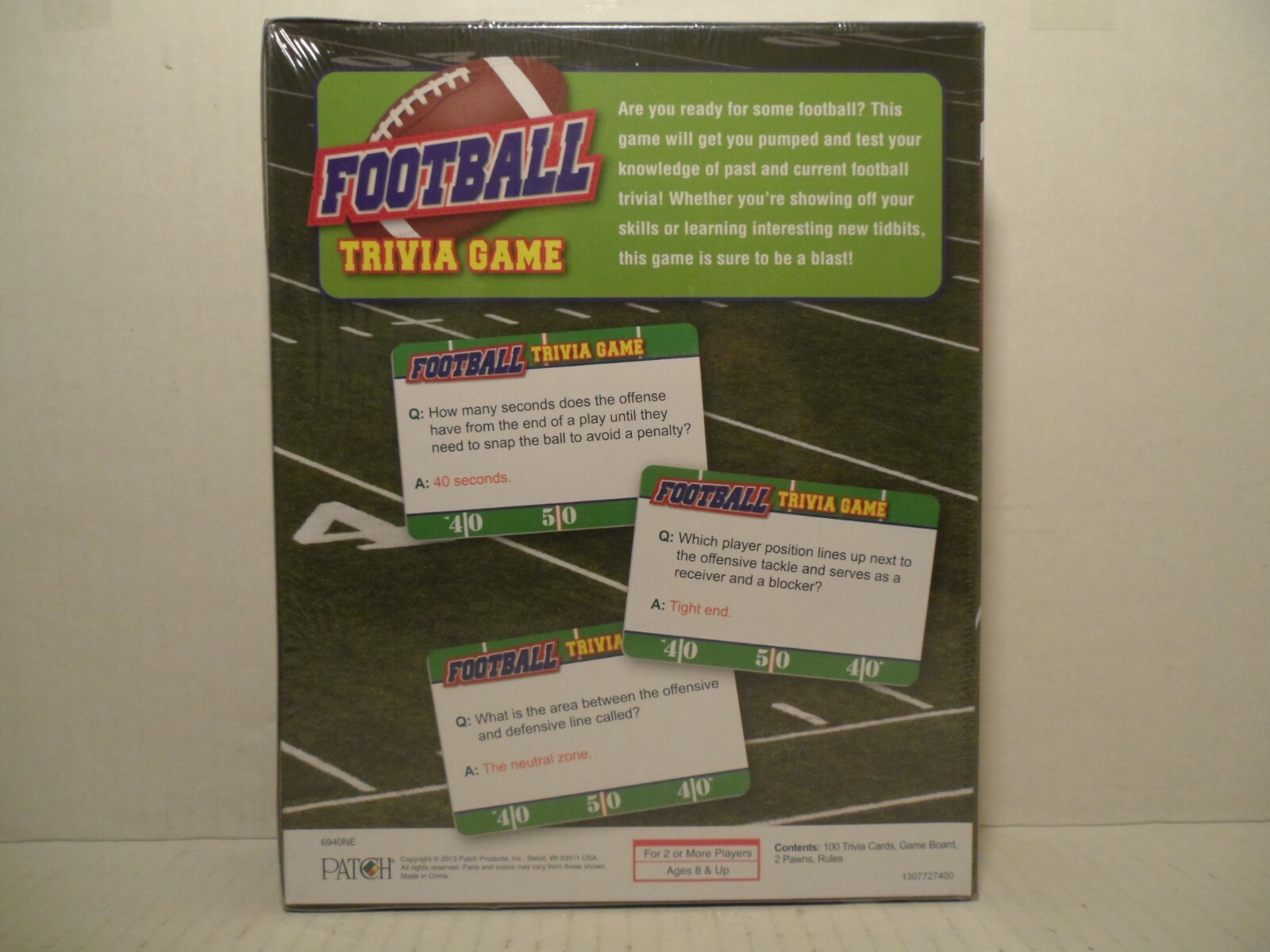 FOOTBALL TRIVIA GAME Ages 8 & Up, For 2 Or More Players NFL Sports Teams NEW!