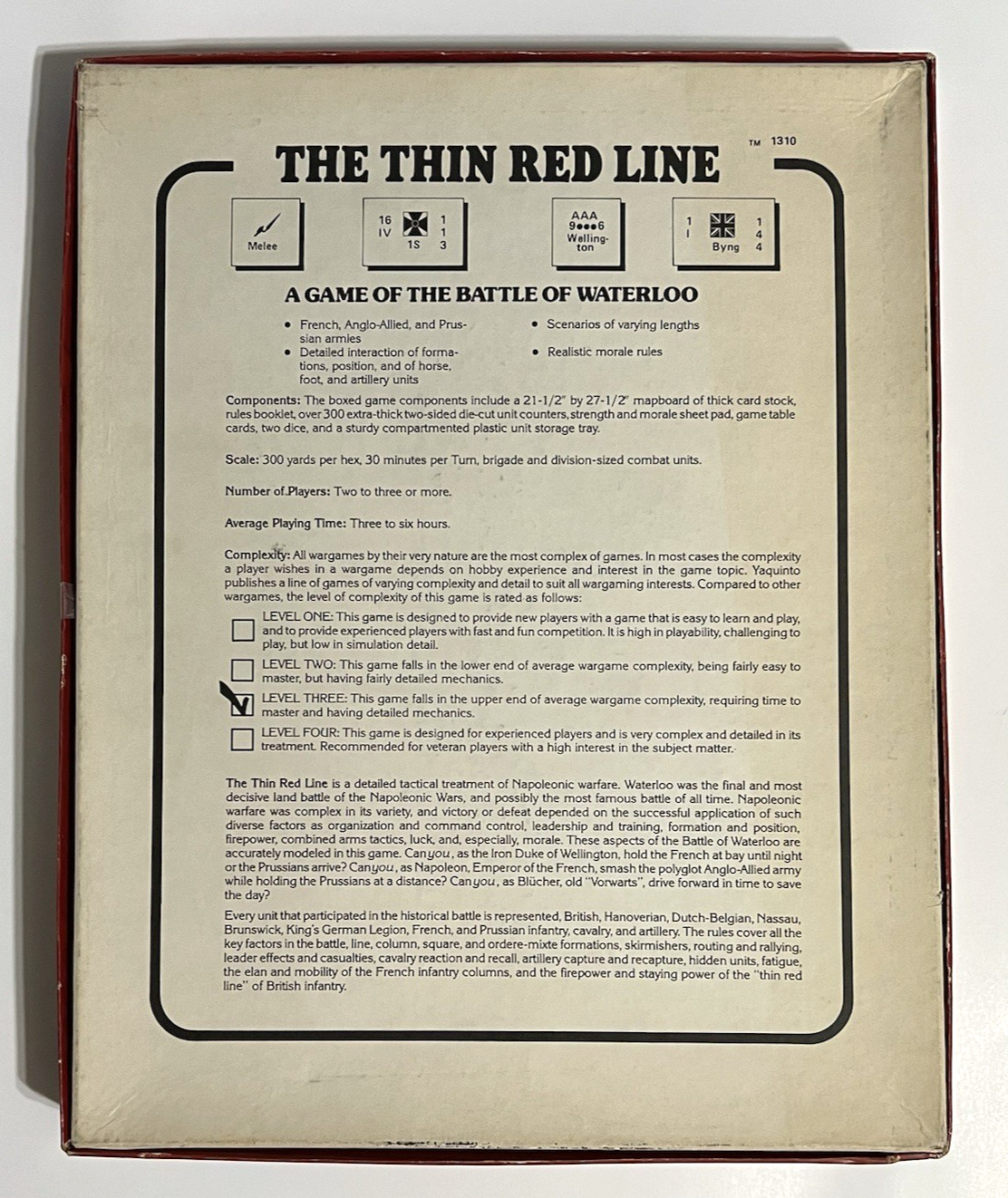 THIN RED LINE Napoleon Battle of Waterloo. Yaquinto. NEW UNPUNCHED!
