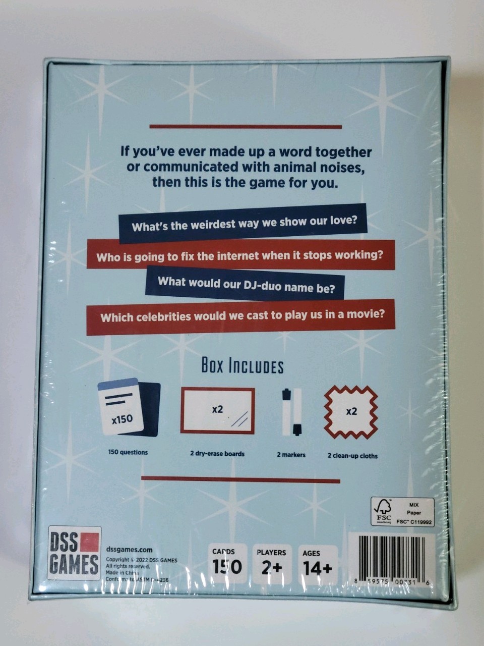 DSS Games New Sealed The Couples Game Card Game w/Dry-Erase Boards 2+ 14+