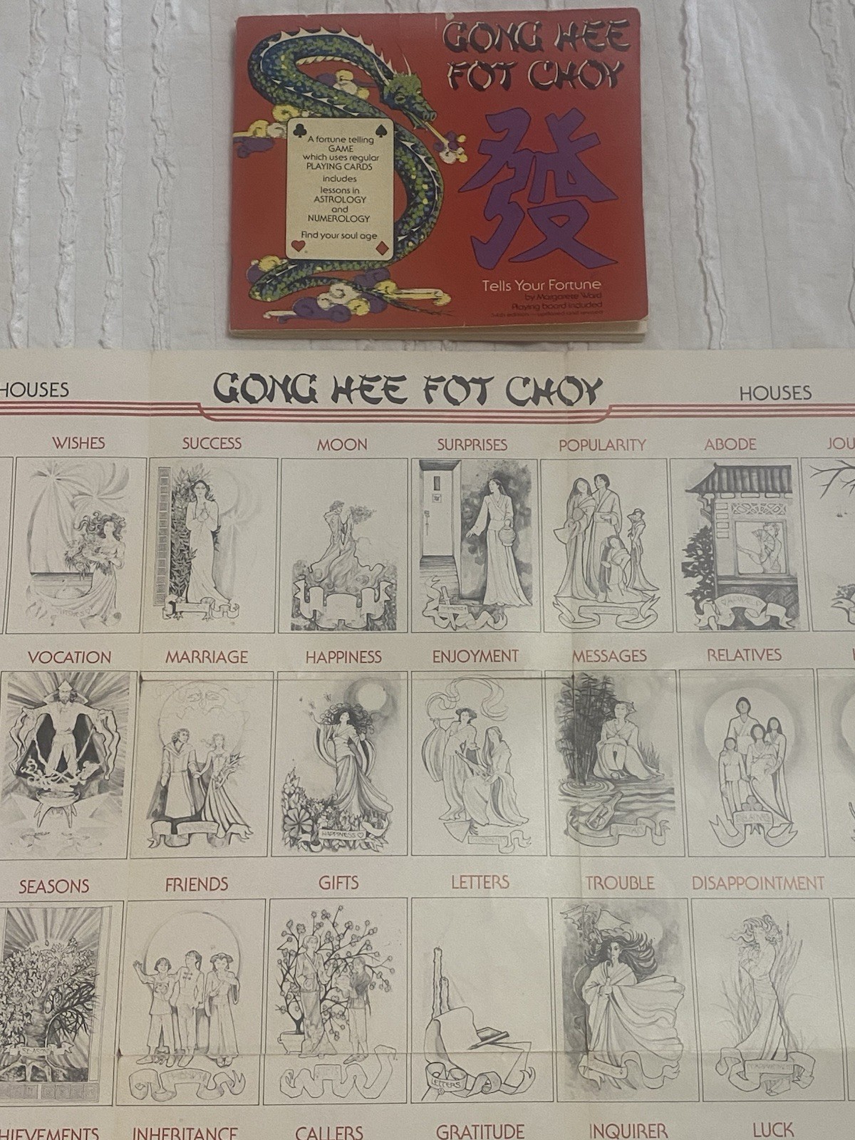 Celestial Arts Gong Hee Fot Choy Fortune Telling Game w/ Board, 1981, 17+