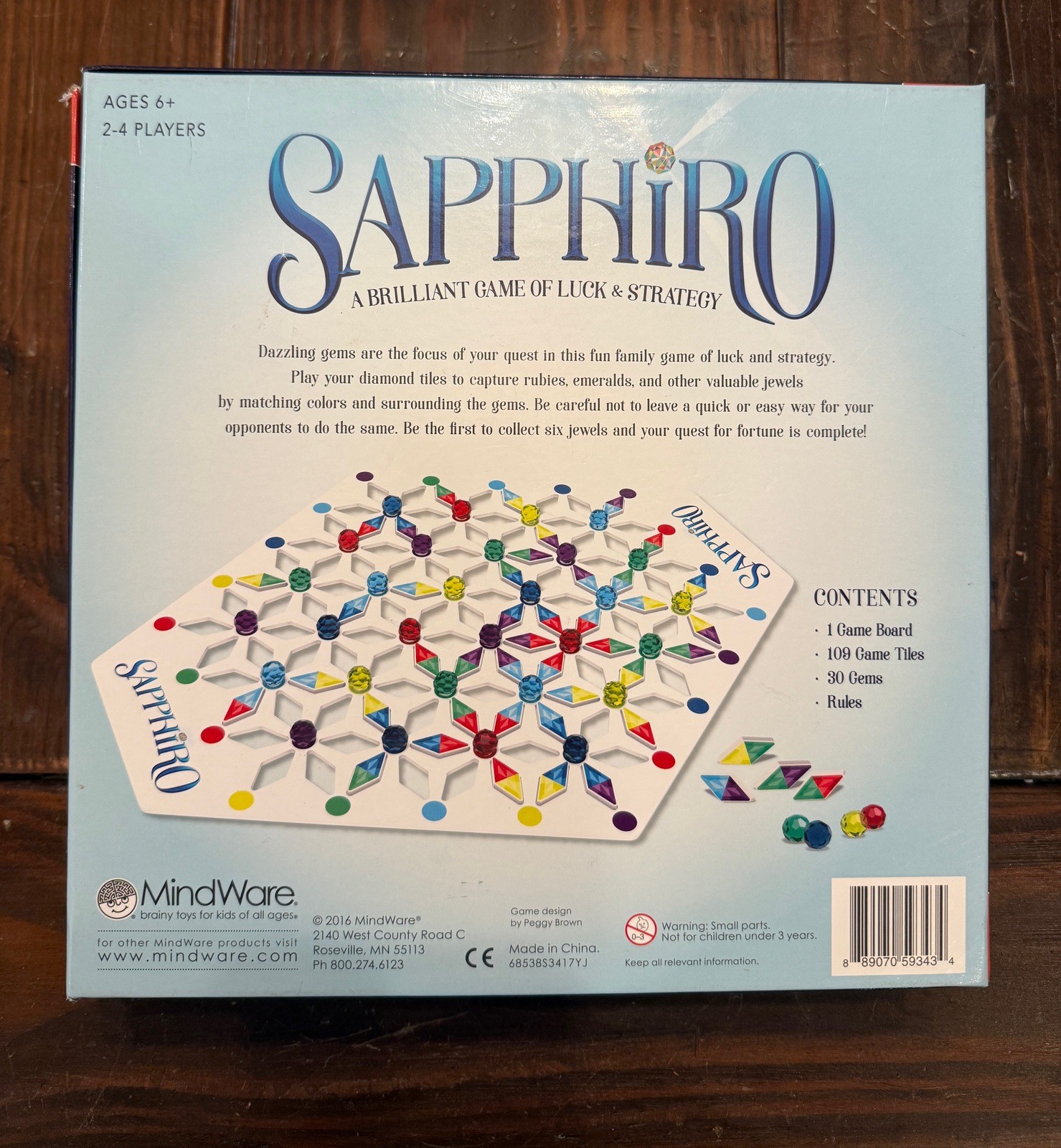 SAPPHIRO Board Game A Brilliant Game of Luck & Strategy by Mindware 2016