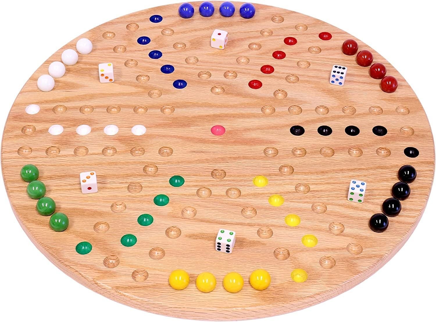 AmishToyBox.com 18″ Round Aggravation (Wahoo) Game Board Set, Solid Oak Wood