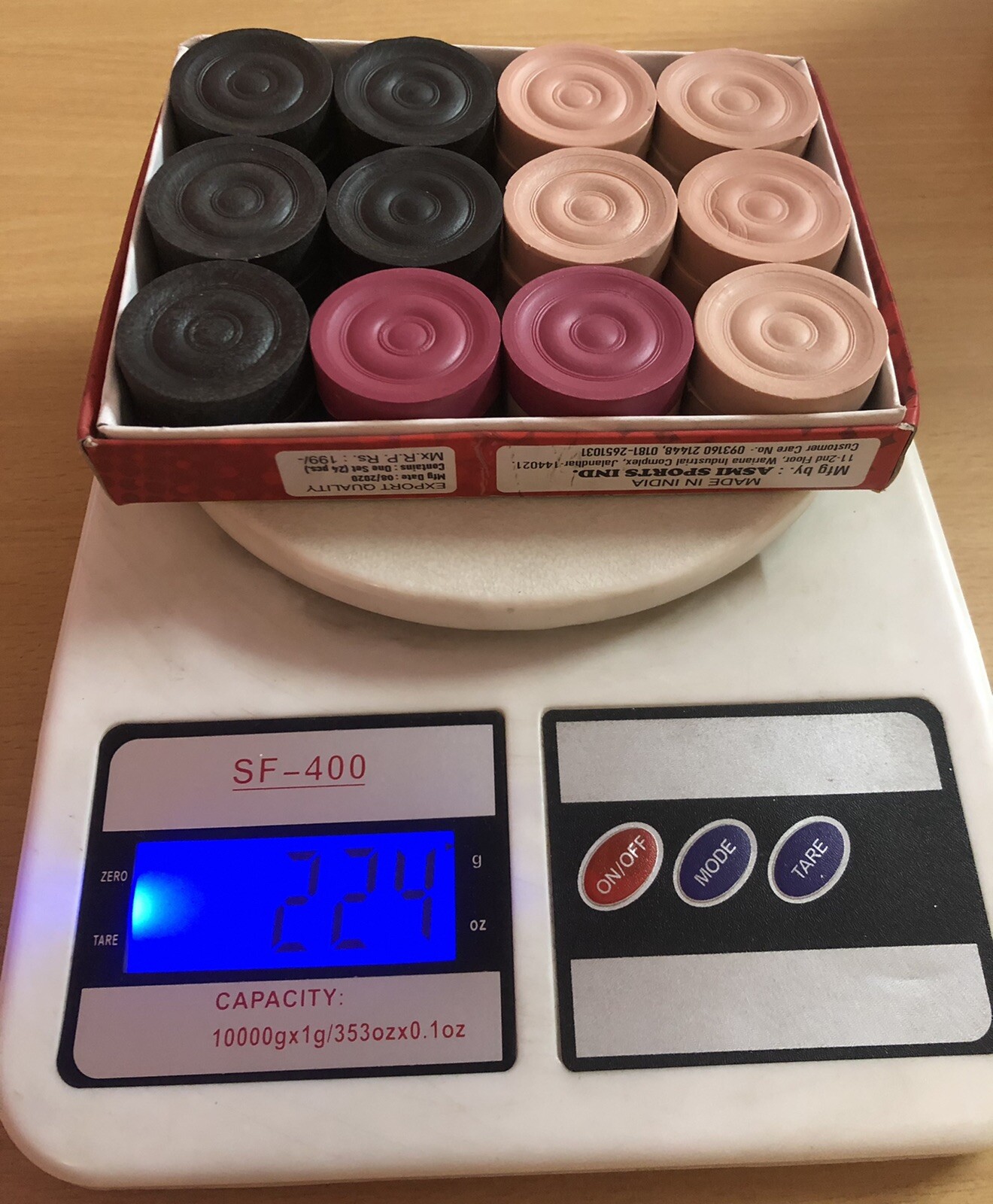 Premium Quality Carrom Board Coins 24 pc Jumbo Size Heavy weight smooth FREE SHI