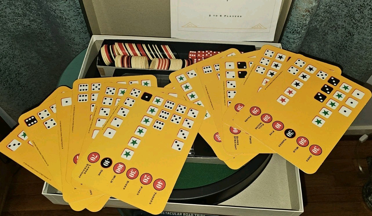 Sharp Shooters Board Game Milton Bradley 1994 Complete Dice Poker Chips Cards