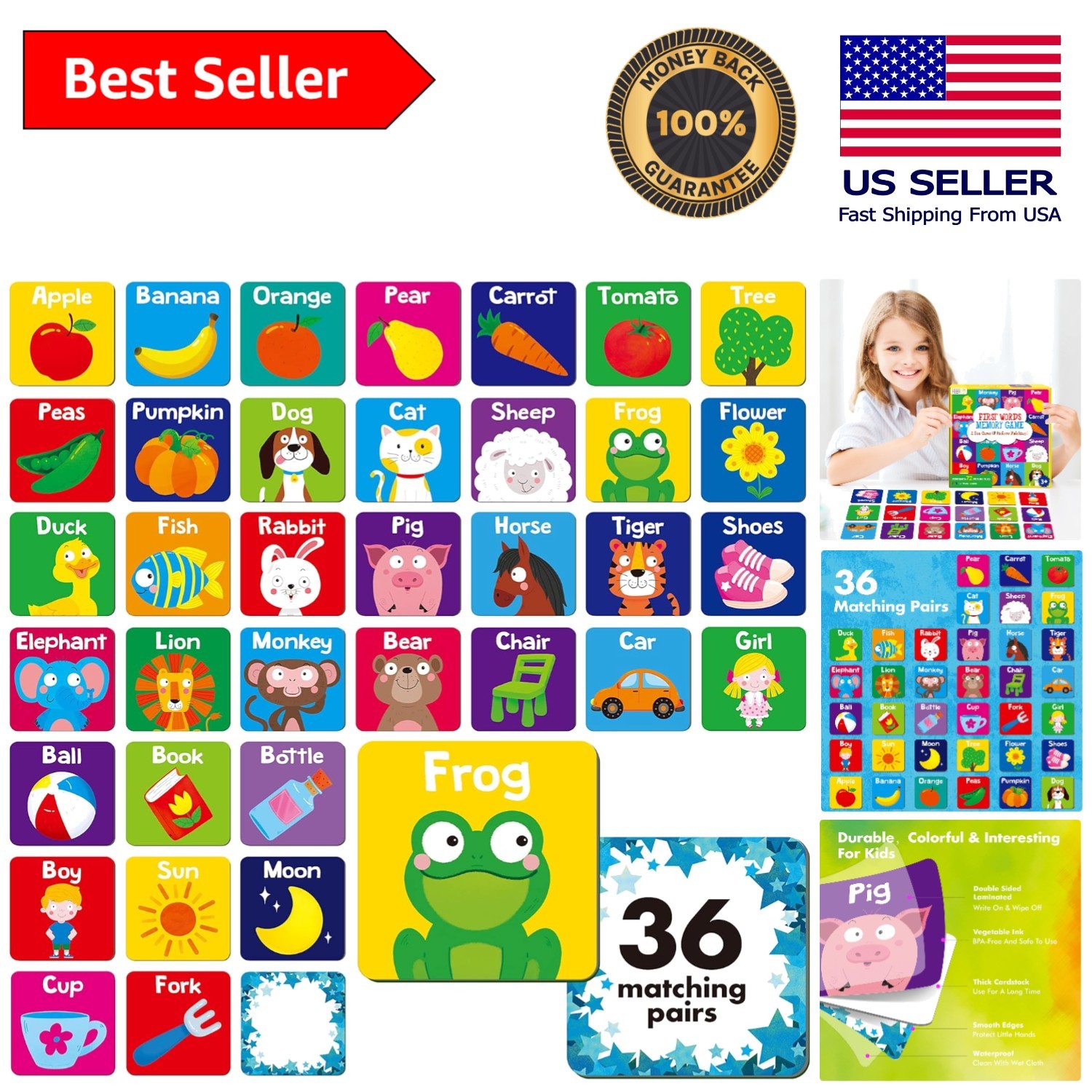 Bright & Engaging 72 PCS Matching Cards – Ideal Educational Toy for Kids
