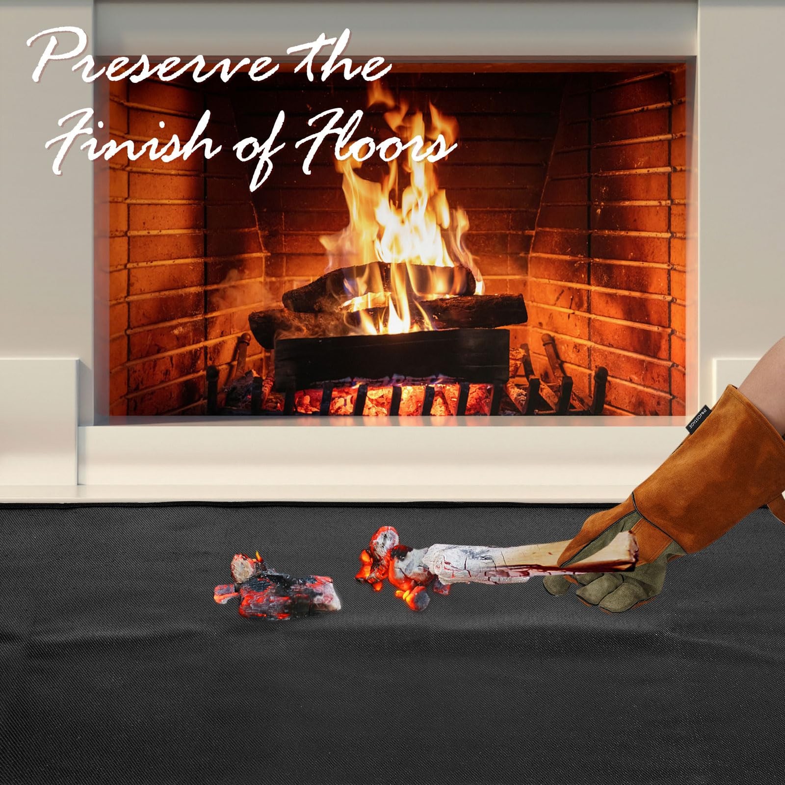Fireplace Rugs Fire Resistant – 28 X 48 X 0.04 Inch 2’4″ x 4′ (Square), Black