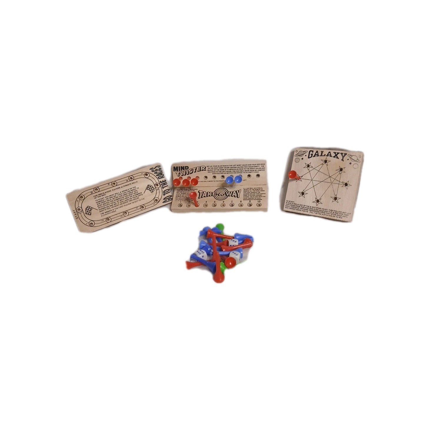 Vintage Wooden Peg Game Take Away, Mind Twister, Galaxy Go To The Races