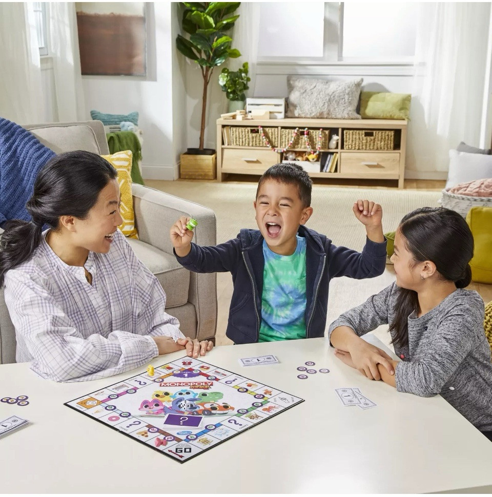 Hasbro Gaming Monopoly Junior Board Game 2-Sided Gameboard 2 Games in 1 Monopoly