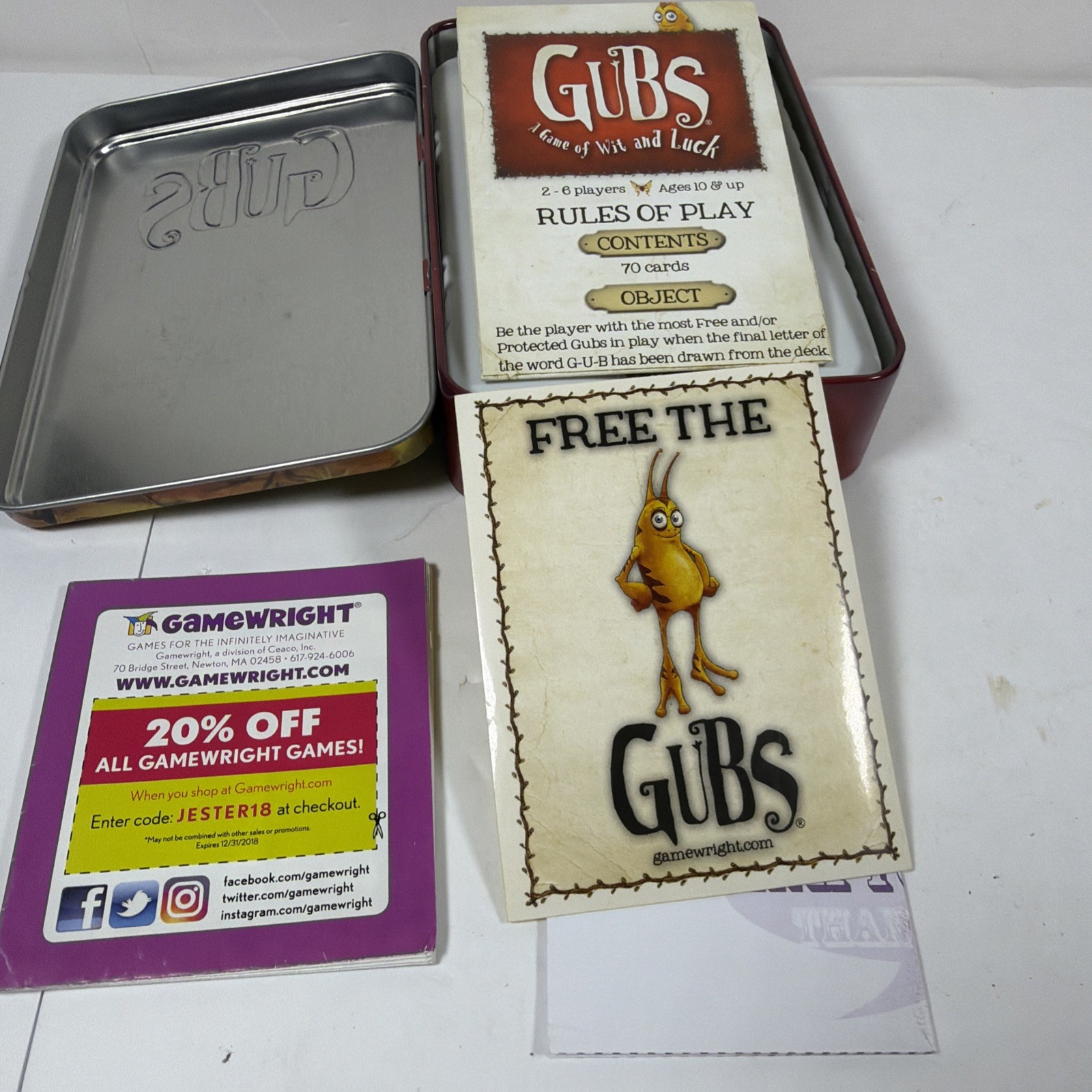 Gubs Card Game Wit and Luck Tin Gamewright Complete 2011 – 100% COMPLETE