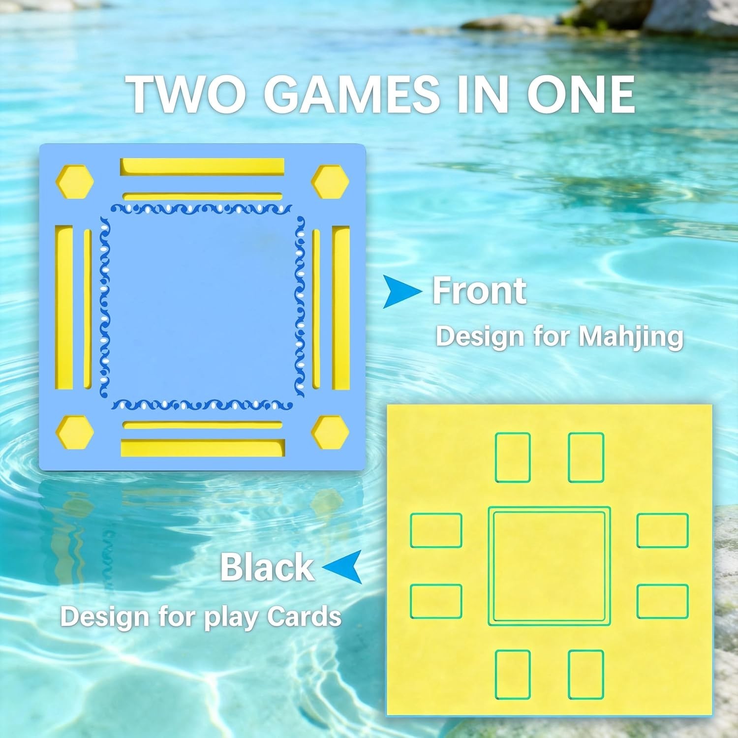 Floating Mahjong Table for Pool Water-Resistant Card and Game Tray