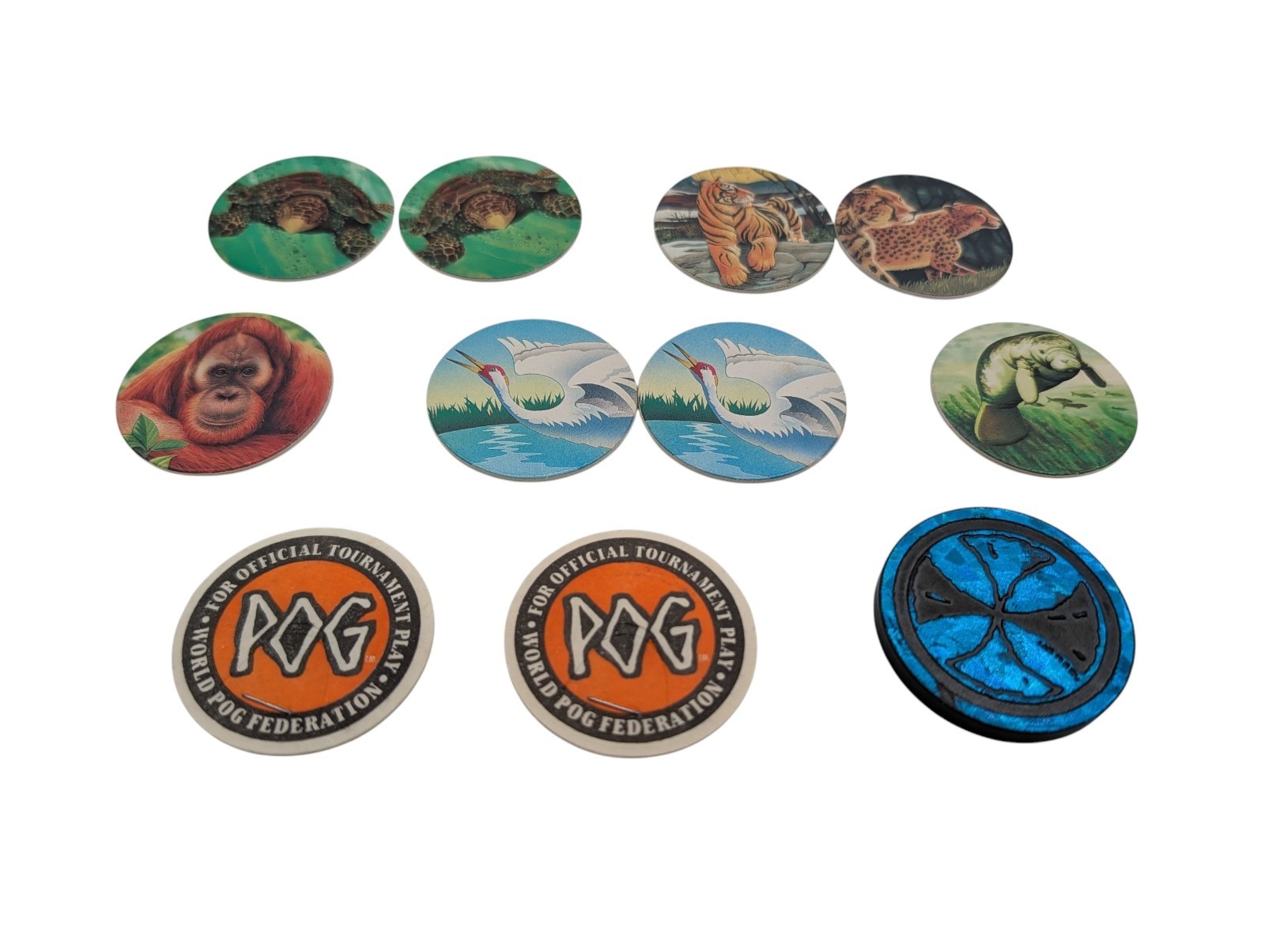 VTG 1990s The WORLD POG FEDERATION POG Brand Lot 10 Pogs + 1 SLAMMER Authentic