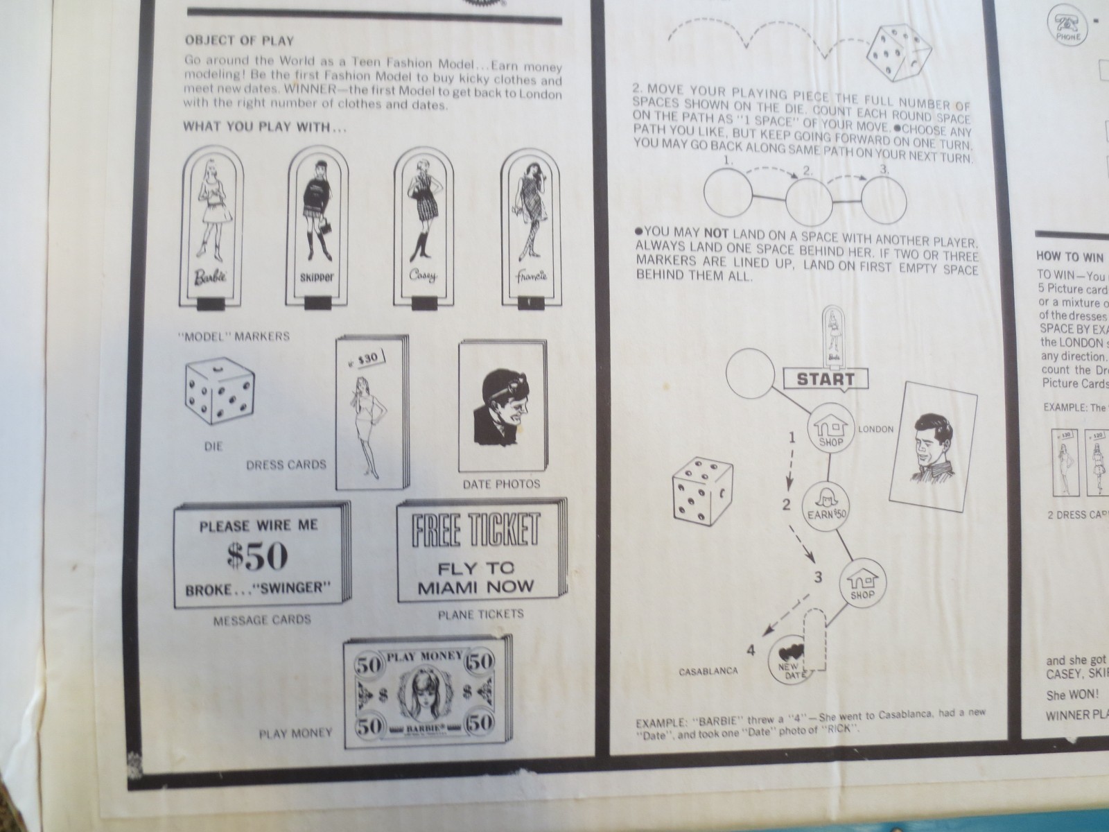 Mattel Barbie World Of Fashion Round The World Molded Board Game 1967