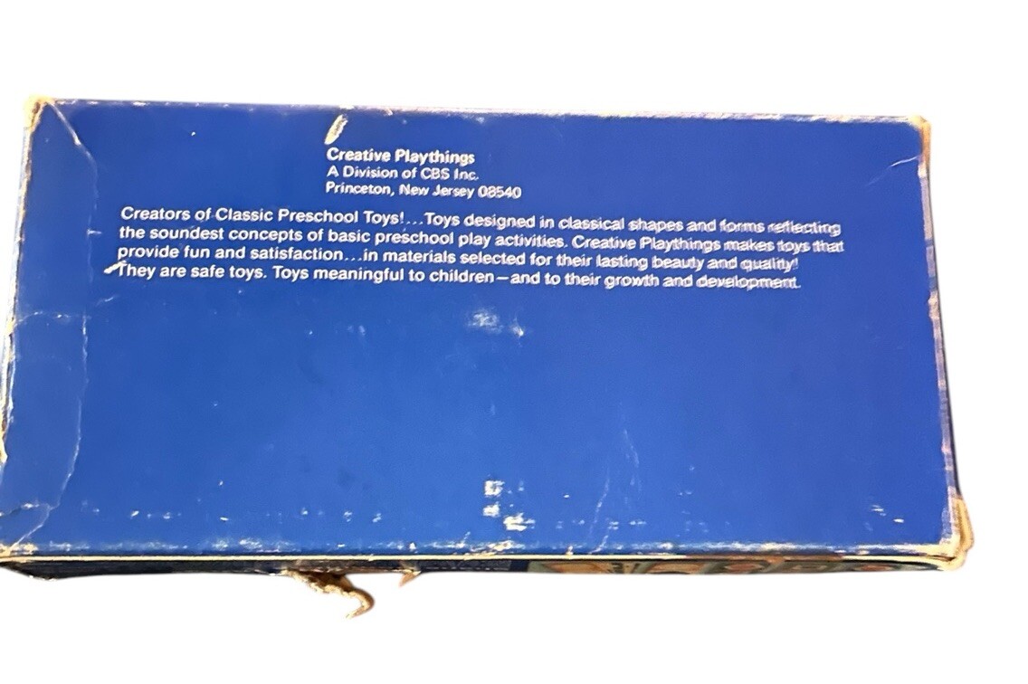 Vtg Creative Playthings 27/28 Wooden Picture Dominoes Original 1970 W/Box D6