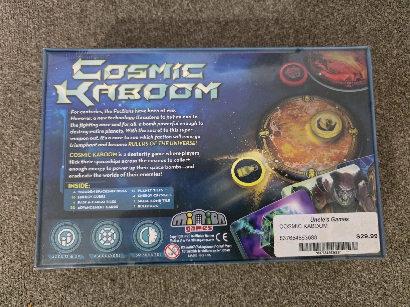 Cosmic Kaboom Board Game NEW Sealed Minion Games 2–4 Players Strategy Dexterity