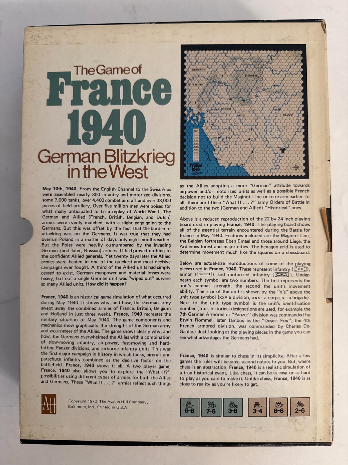 Avalon Hill – France, 1940 – Copy with Yellow Board from 1st Print Run