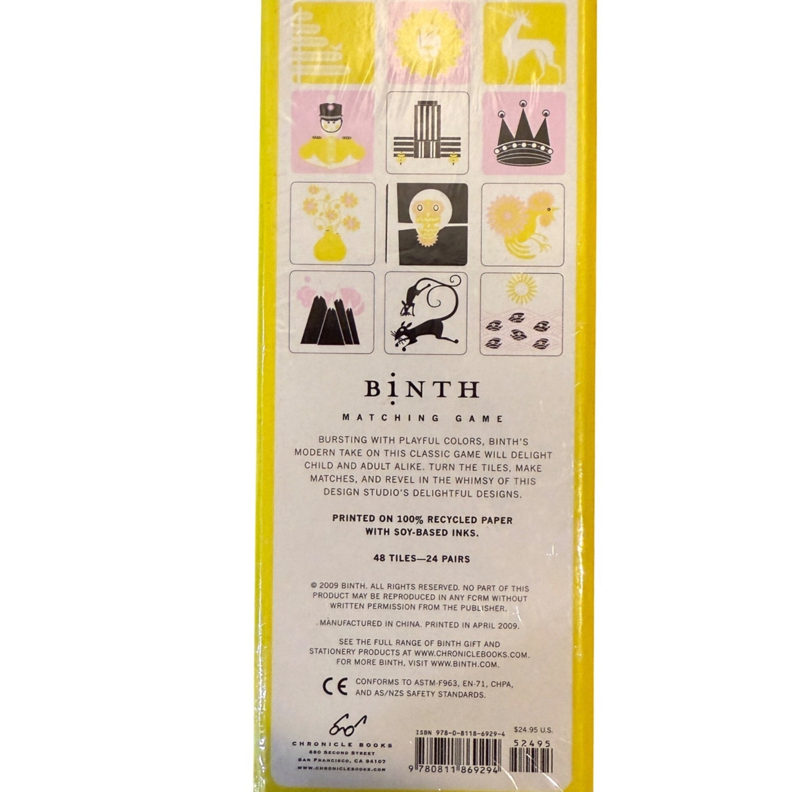 Binth Matching Game 48 Tiles Modern Design Eco-Friendly 100% Recycled Paper