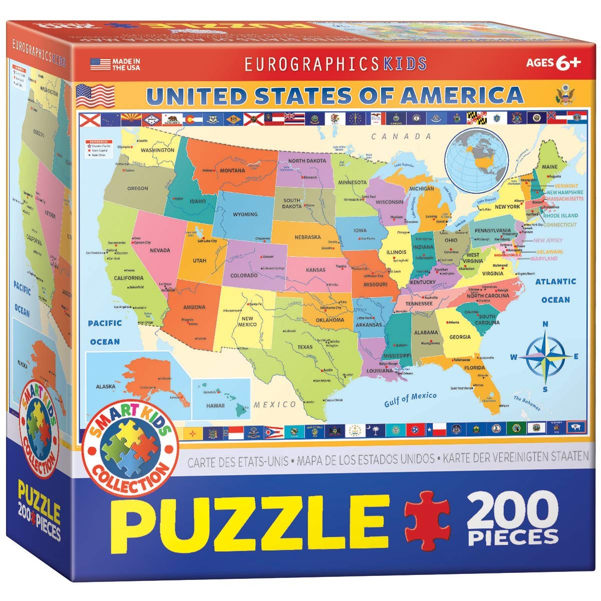 Jigsaw Puzzle 200 Piece Map United States America EuroGraphics