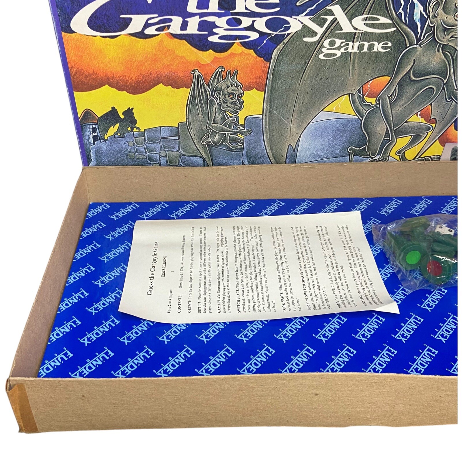 Vintage Guess the Gargoyle board game Fundex 1994 Open Box Spooky 100% COMPLETE!
