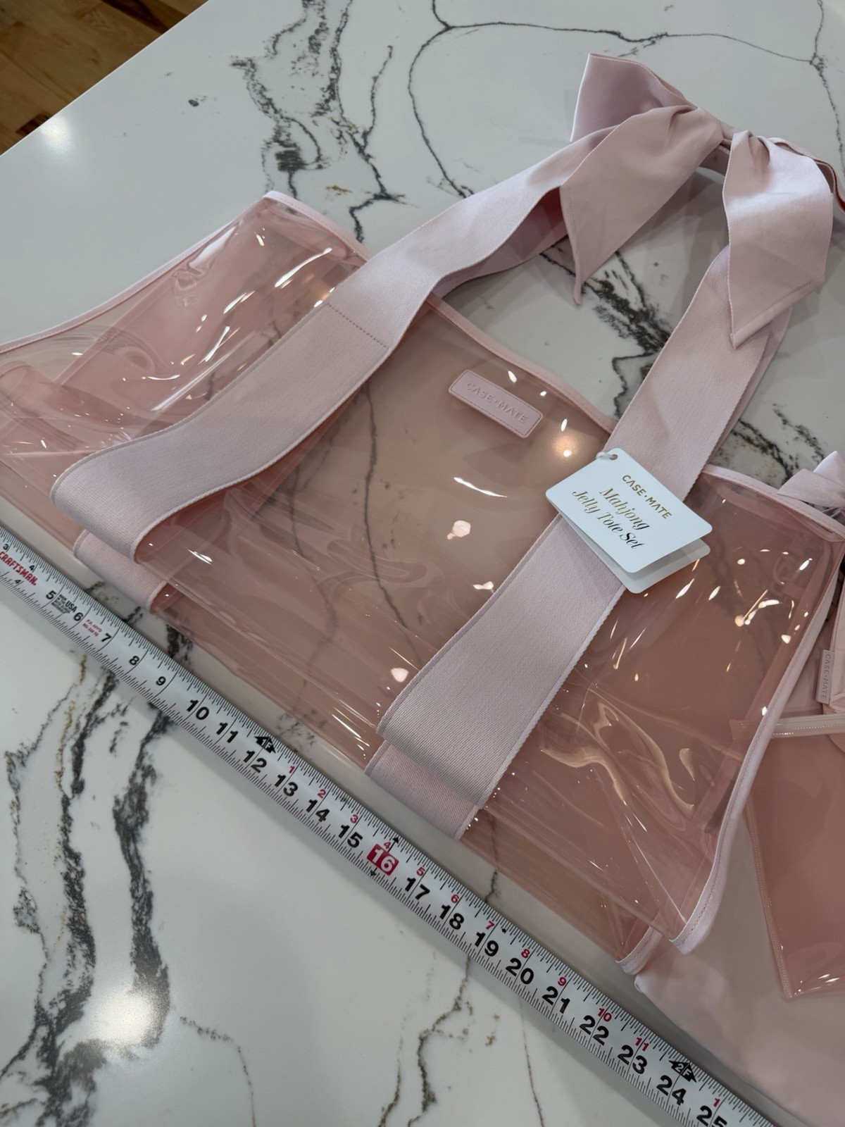 Case-Mate Mahjong Jelly Tote 4pc Set Card Pouch Rack Sleeve Tile Bag Pink NEW