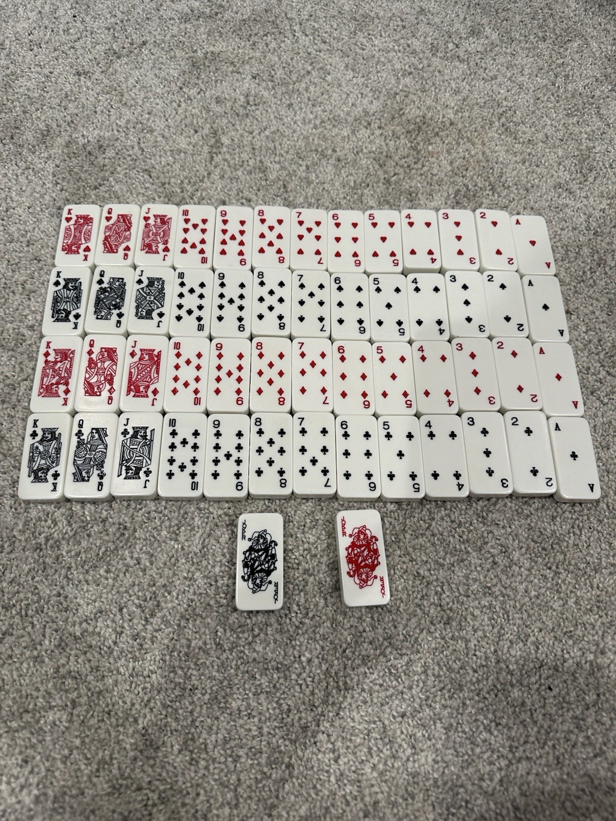 Complete Set of 54 Card / Poker Engraved Color Dominoes with Storage Case