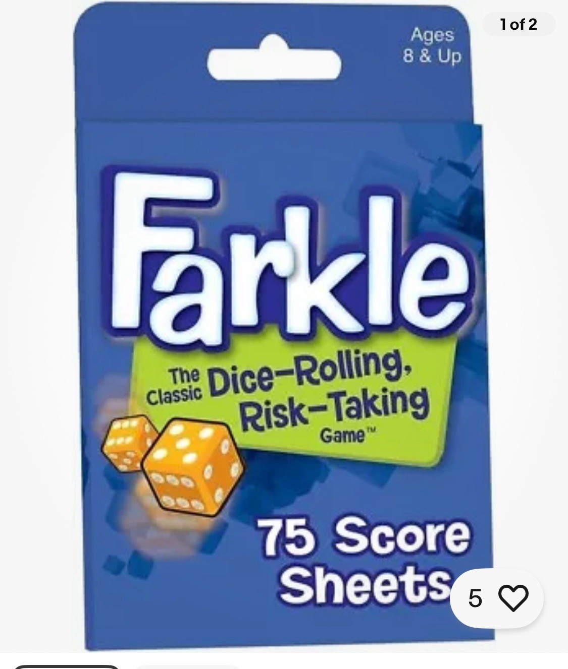 Farkle 75 Score Sheets Pad Scorepad