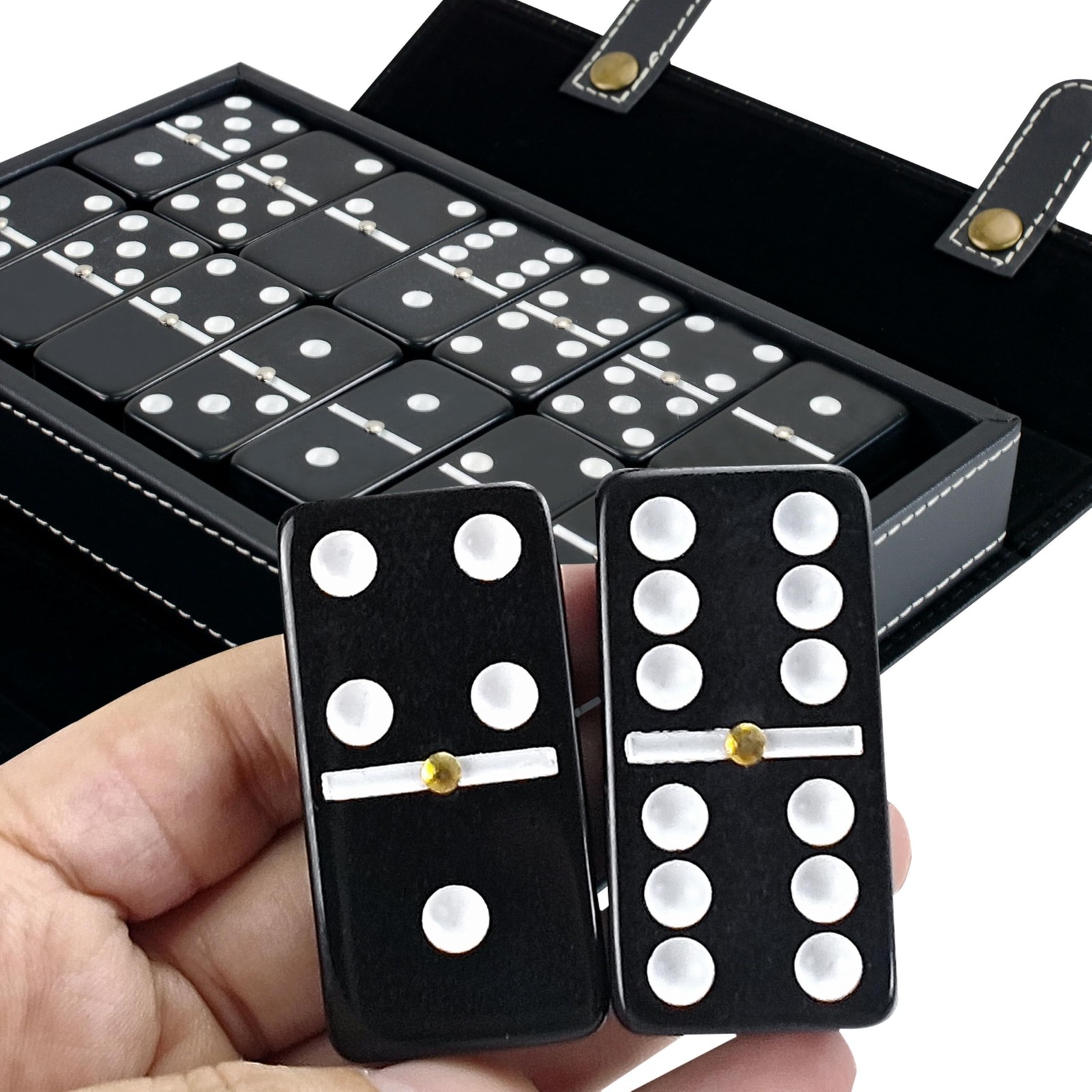 Dominoes Set Double 6 – Classic Black Domino’s Game Set for Adults and Kids I…