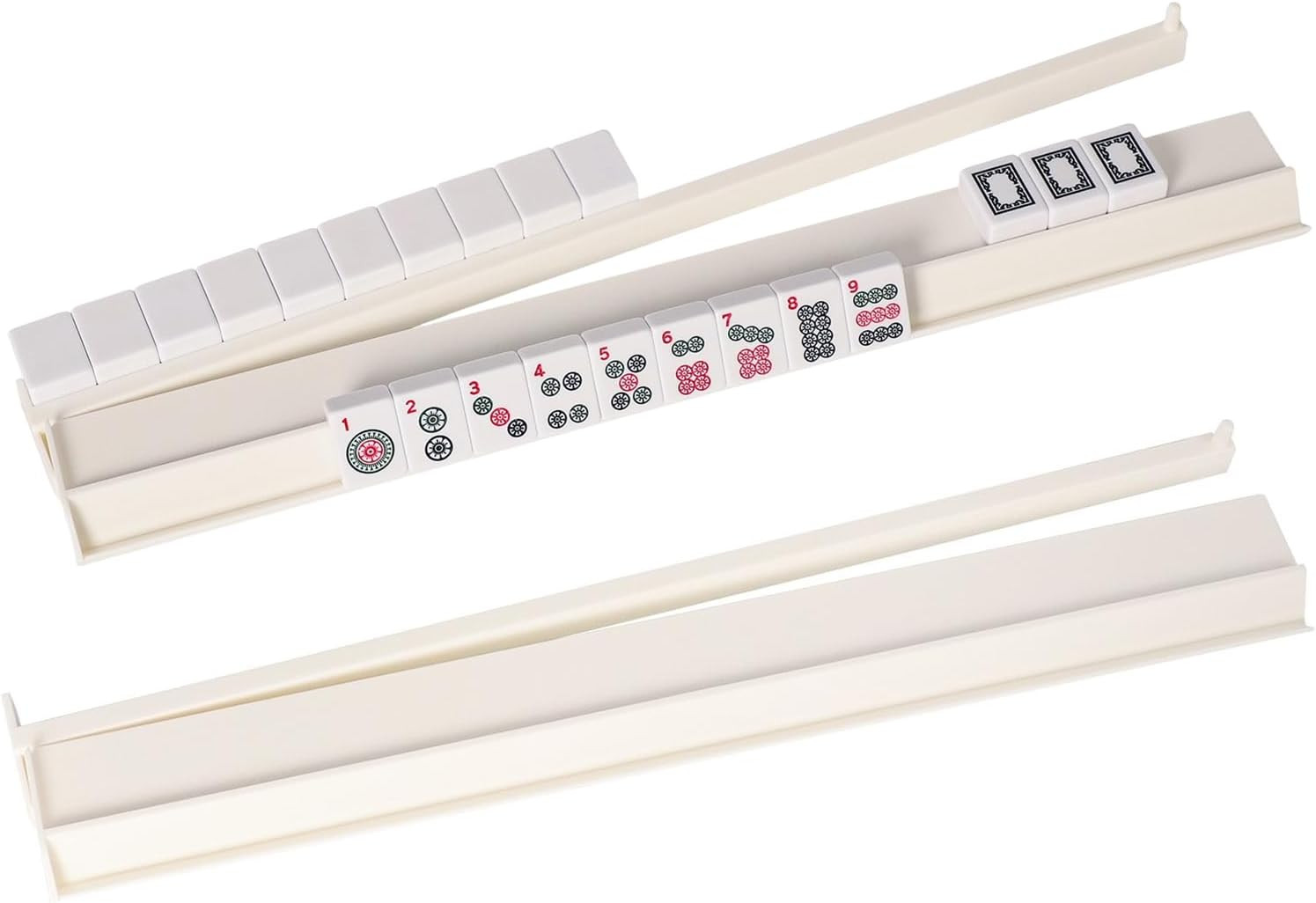 4PCS Mahjong Racks with Pushers (White), American Mahjong All-In-One Tile Rac…