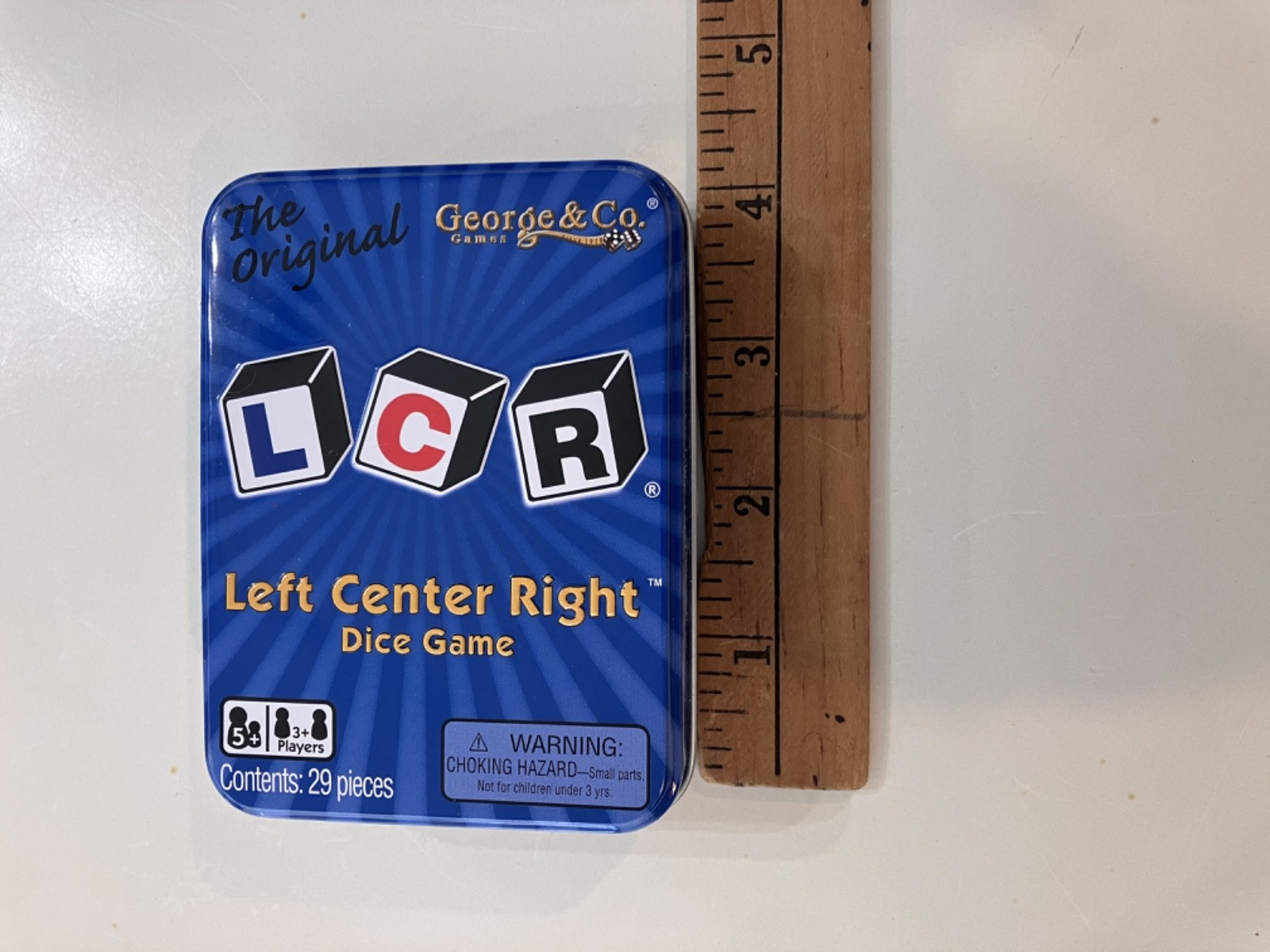 LCR® Left Center Right™ Dice Game – Blue Tin
