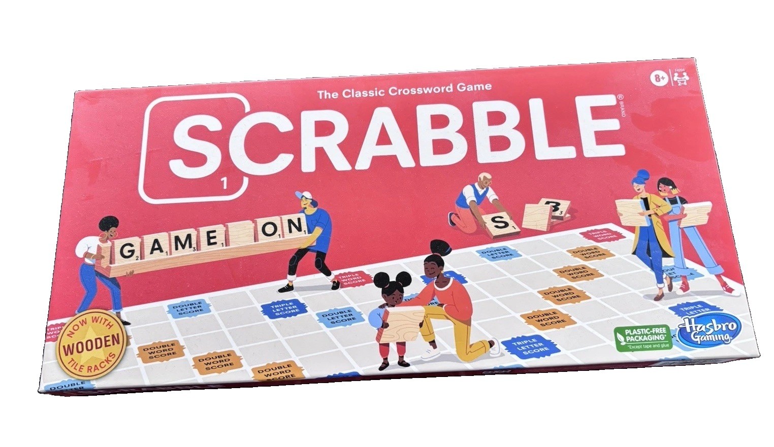 Hasbro Scrabble Word Board Game Complete Set w/ Wooden Tile Racks, 2+ Players 8+
