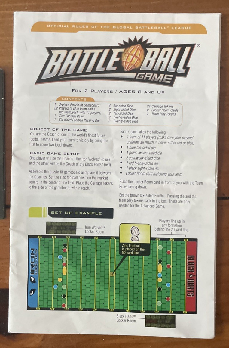 Battle Ball by Milton Bradley Fun Football Dice Battle Game Complete