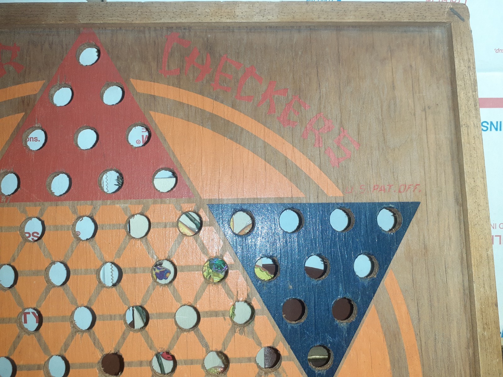 Vintage 1938 Star Checkers Chinese Checkers Board L.G. Ballard Topeka KS