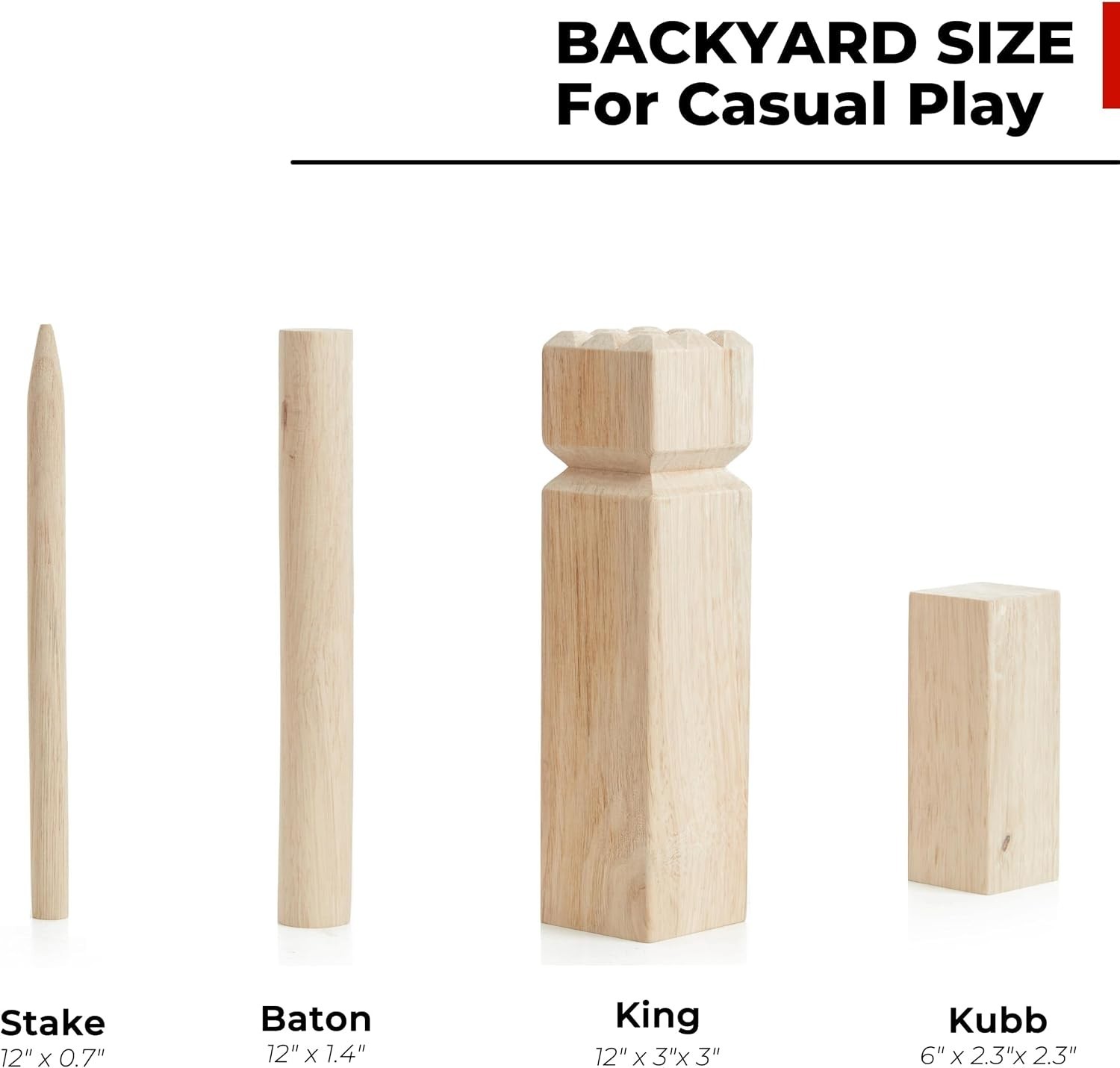 Complete Kubb Game Set: Natural Rubberwood with Travel Case for Multiple Players