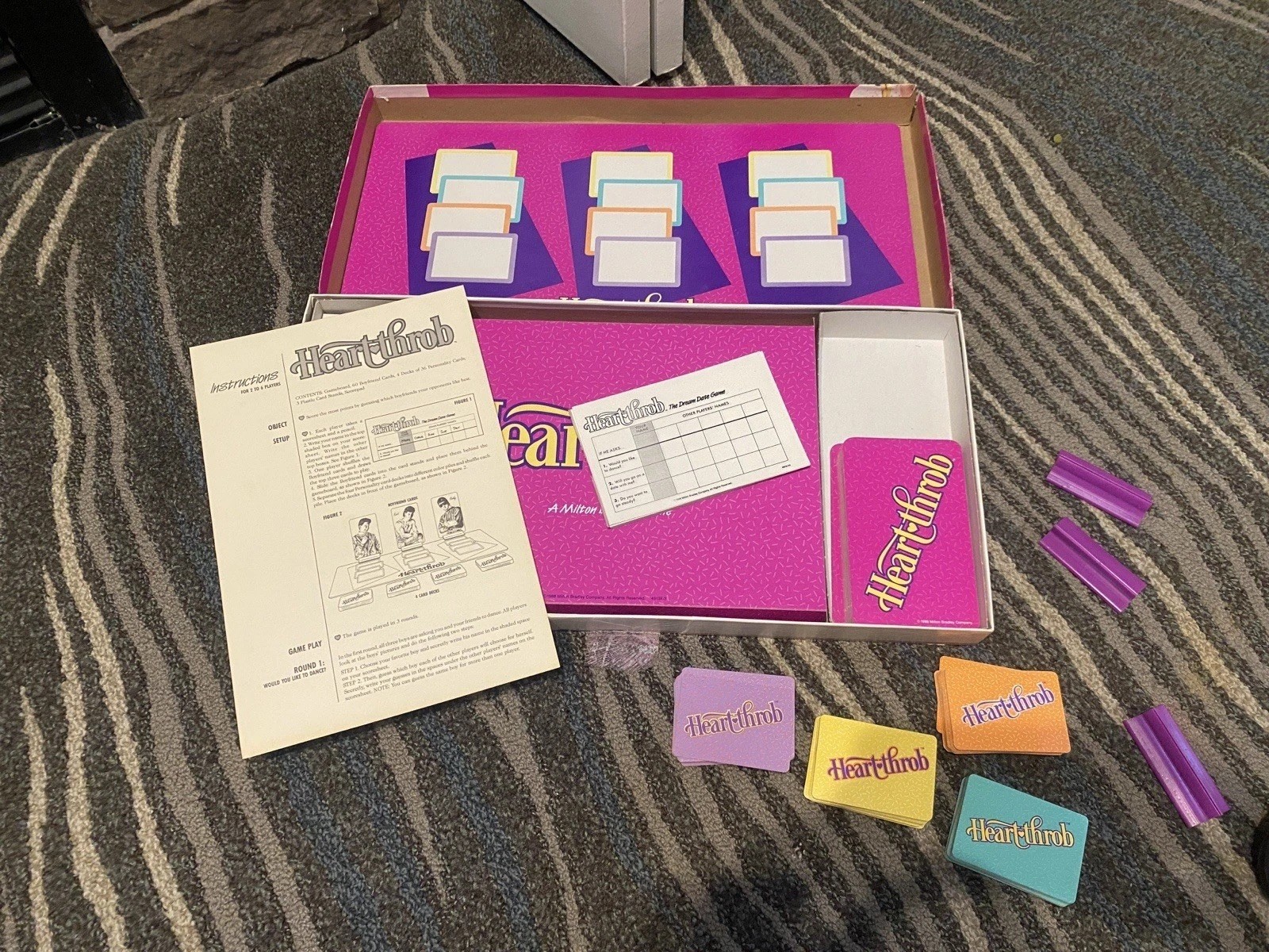 Vintage Heart-Throb The Dream Date Board Game 1988 MB Milton Bradley COMPLETE -2