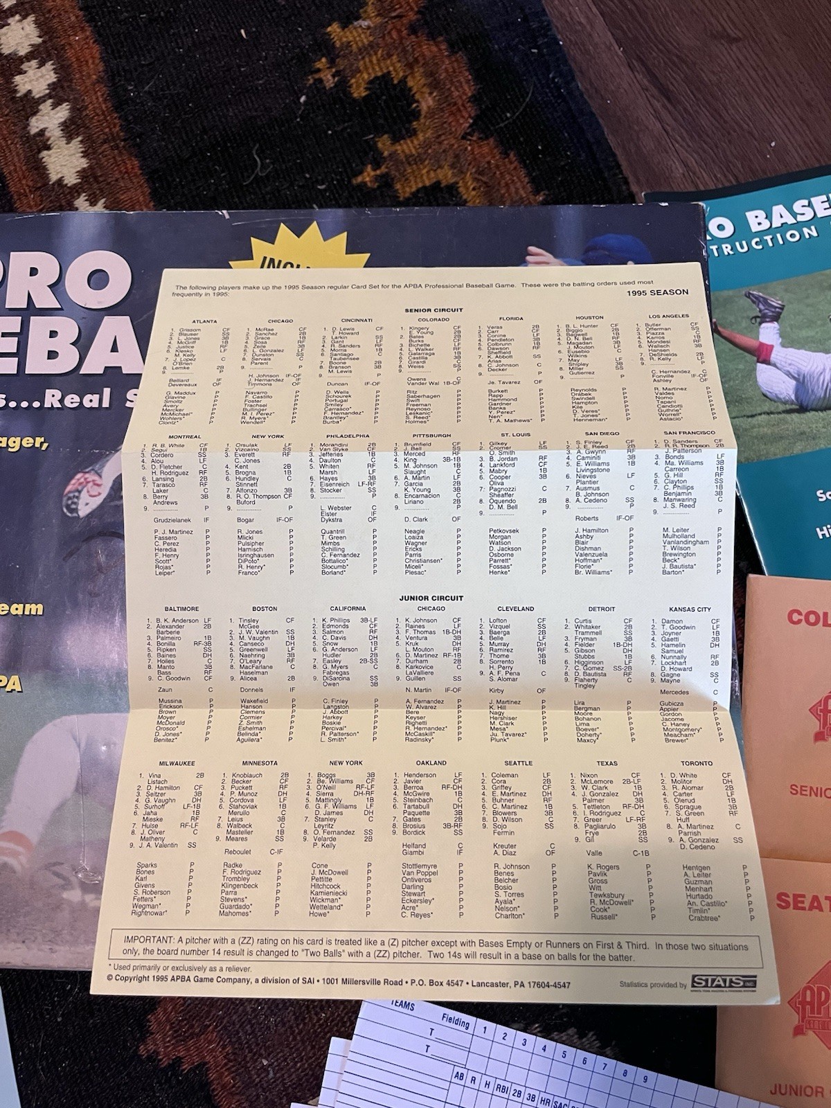 APBA 1996 Baseball Game w/8 Playoff Teams from 1995 Season – No Dice Or Chips