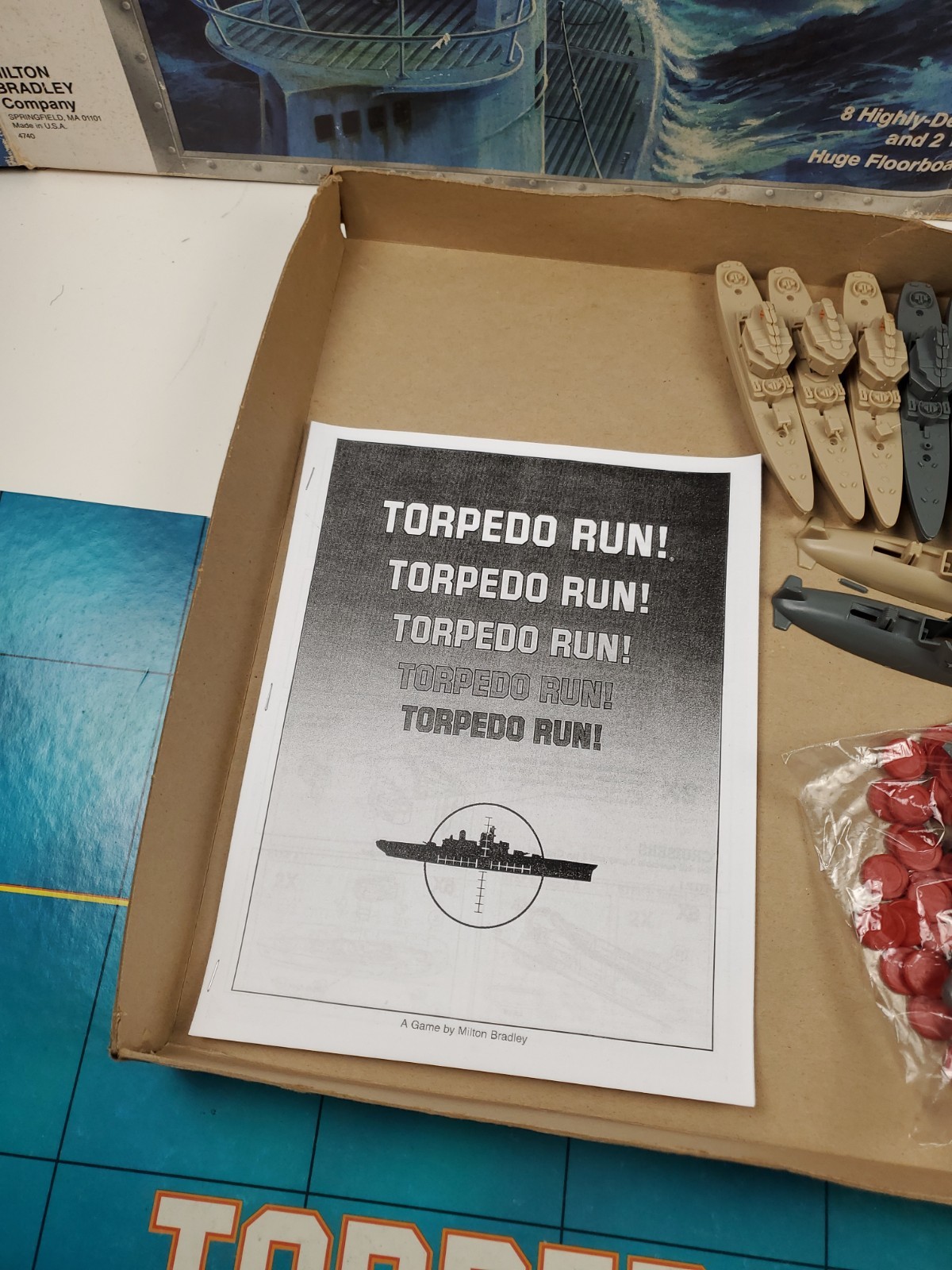 Torpedo Run Board Game Floor Wars Complete Milton Bradley 1986 G+