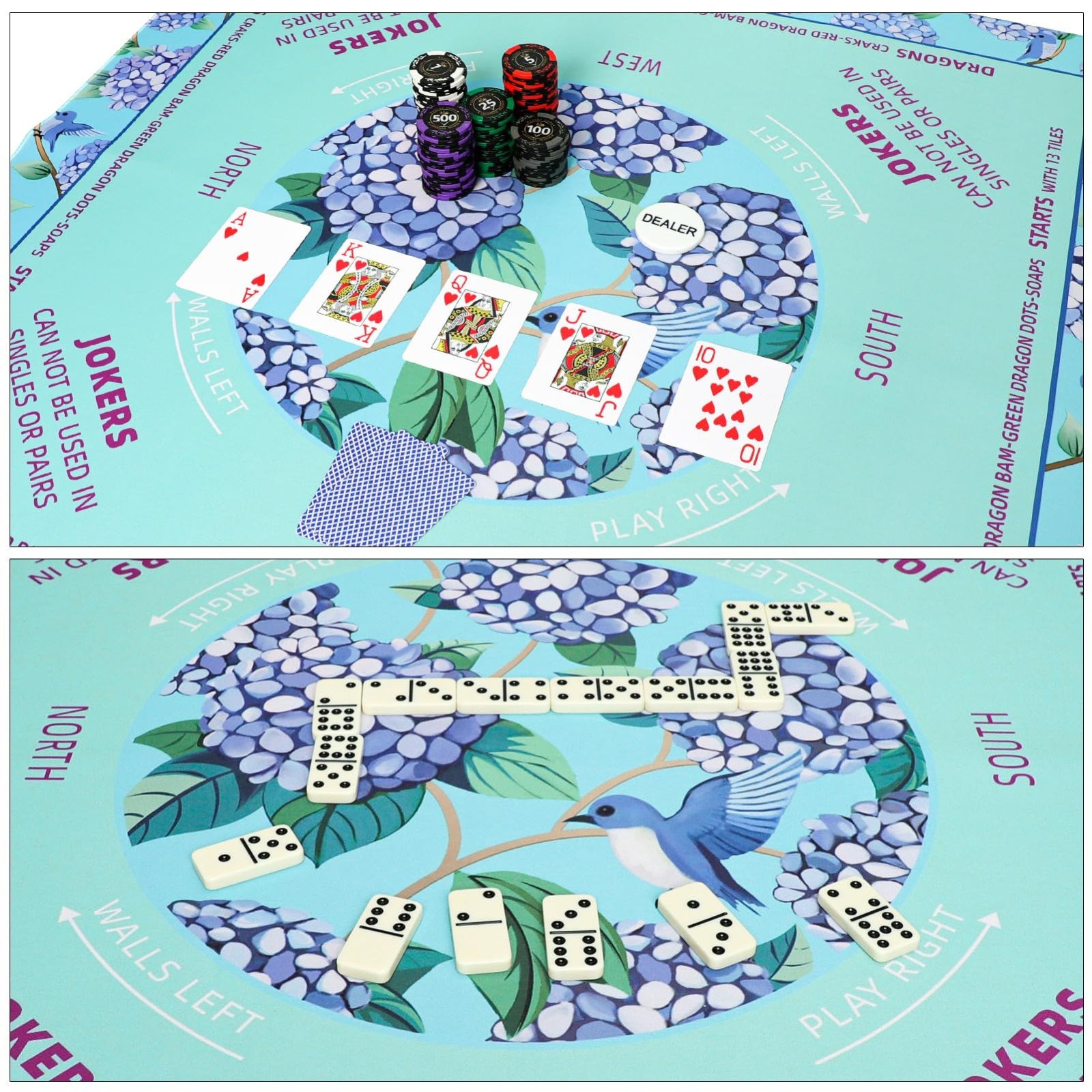 Green Mahjong Learning Mat 33″ x 33″ – Anti-Slip, Noise-Reducing, Carrying Bag I