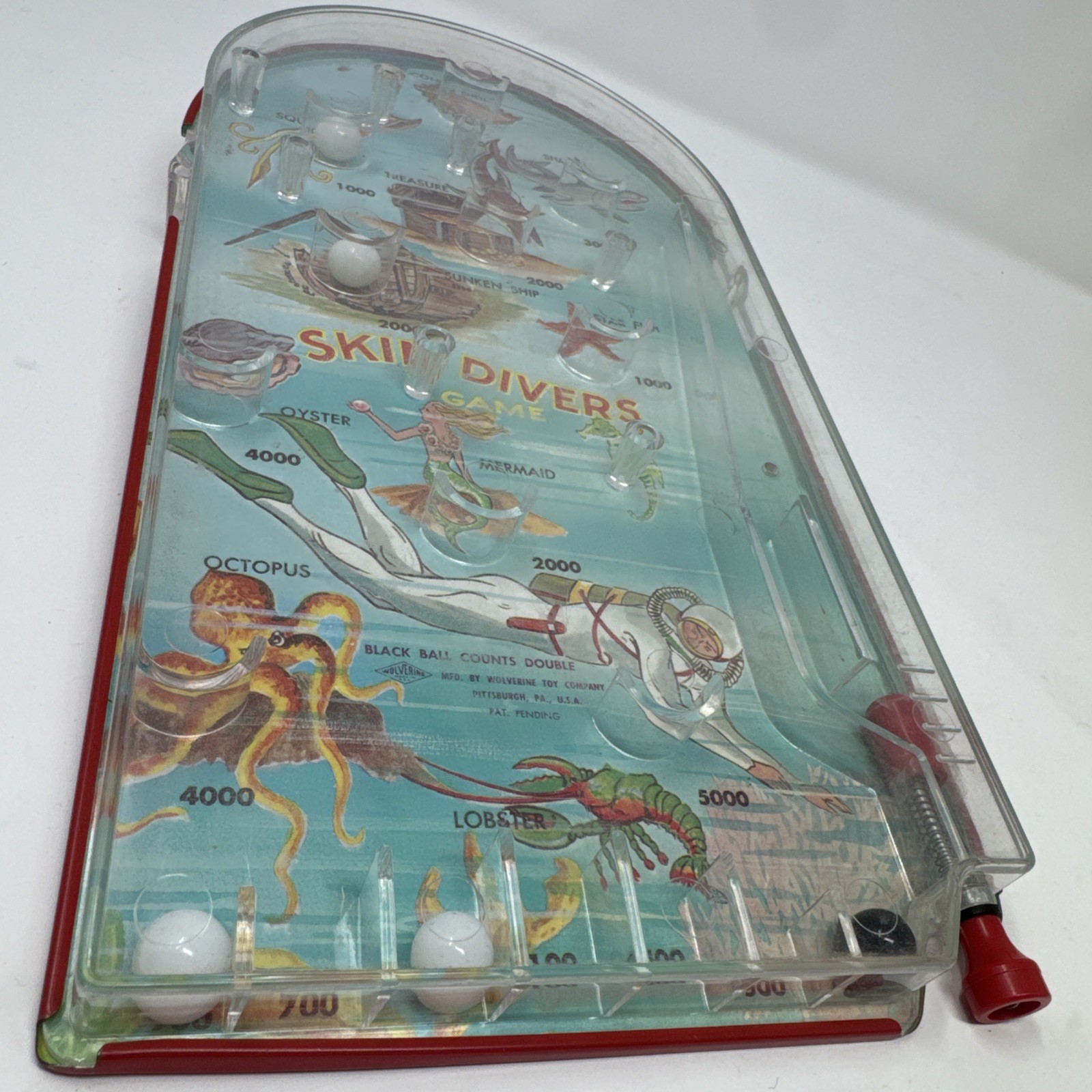 Table Pin-Ball Game Tin Wolverine-Skin Divers w/Mermaid/CreaturesWITH BOX RARE⭐️