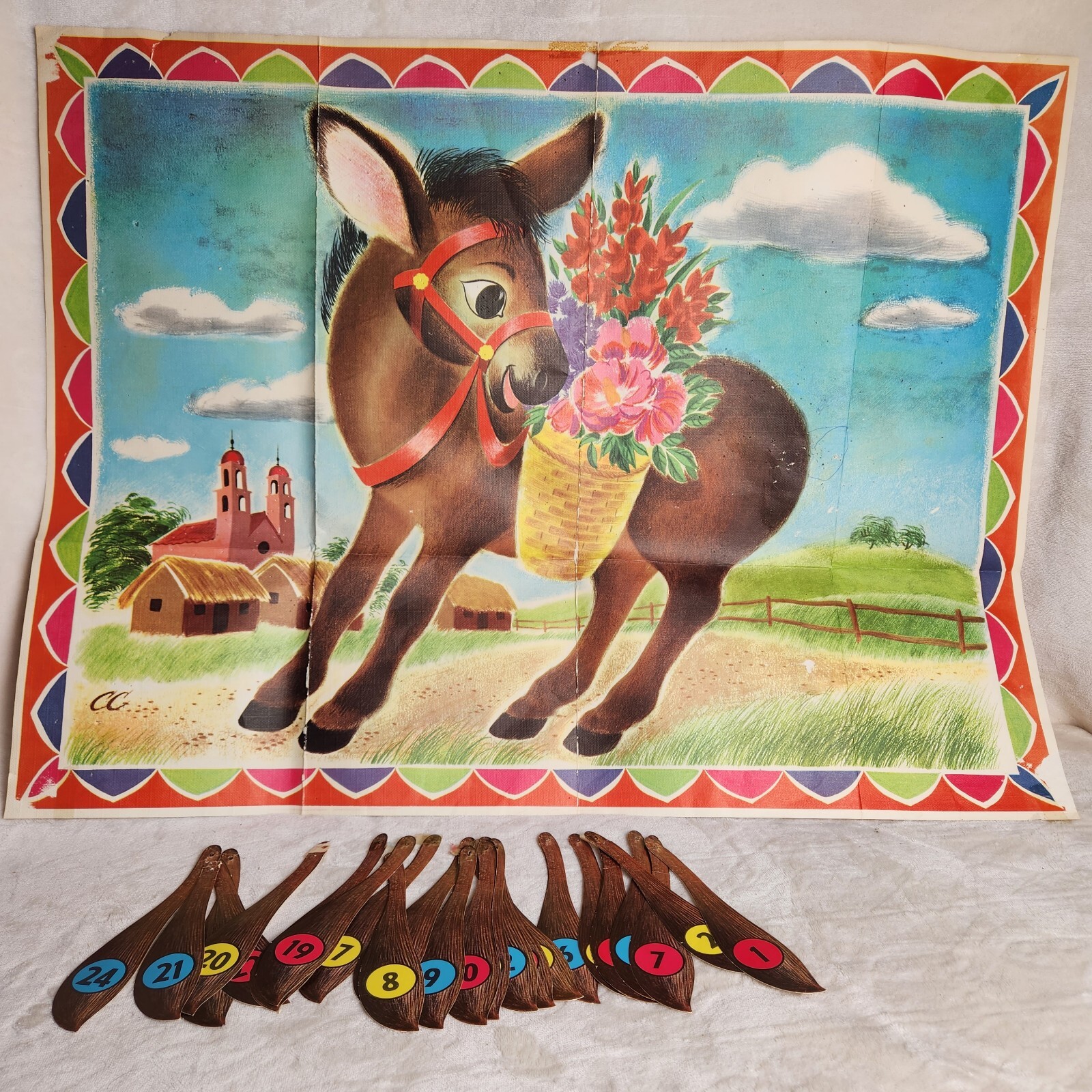 Vintage Donkey Party Game Whitman Pin The Tail On The Donkey 1966 Incomplete