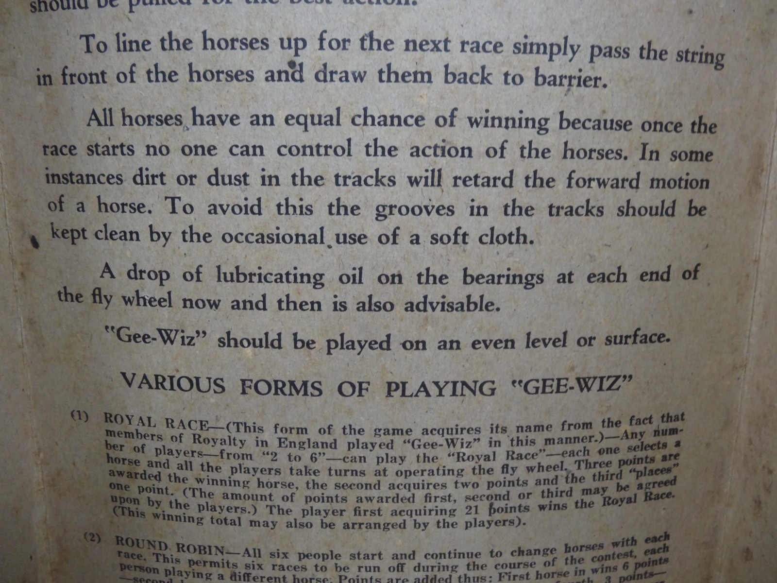 Gee-Wiz No. 40 vintage Horse Racing game Wolverine – working game