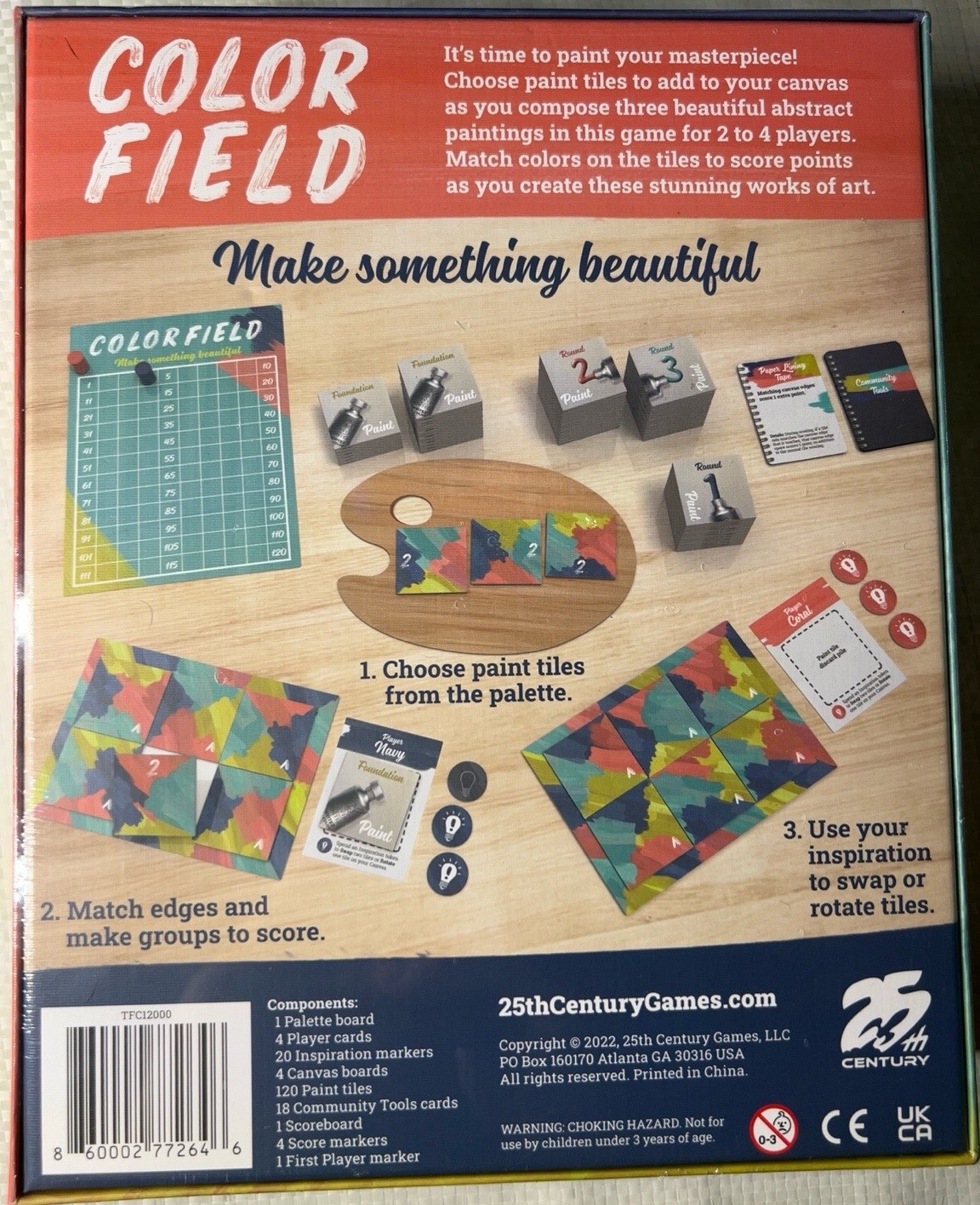 Color Field Board Game 25th Century Games Abstract Strategy Sealed
