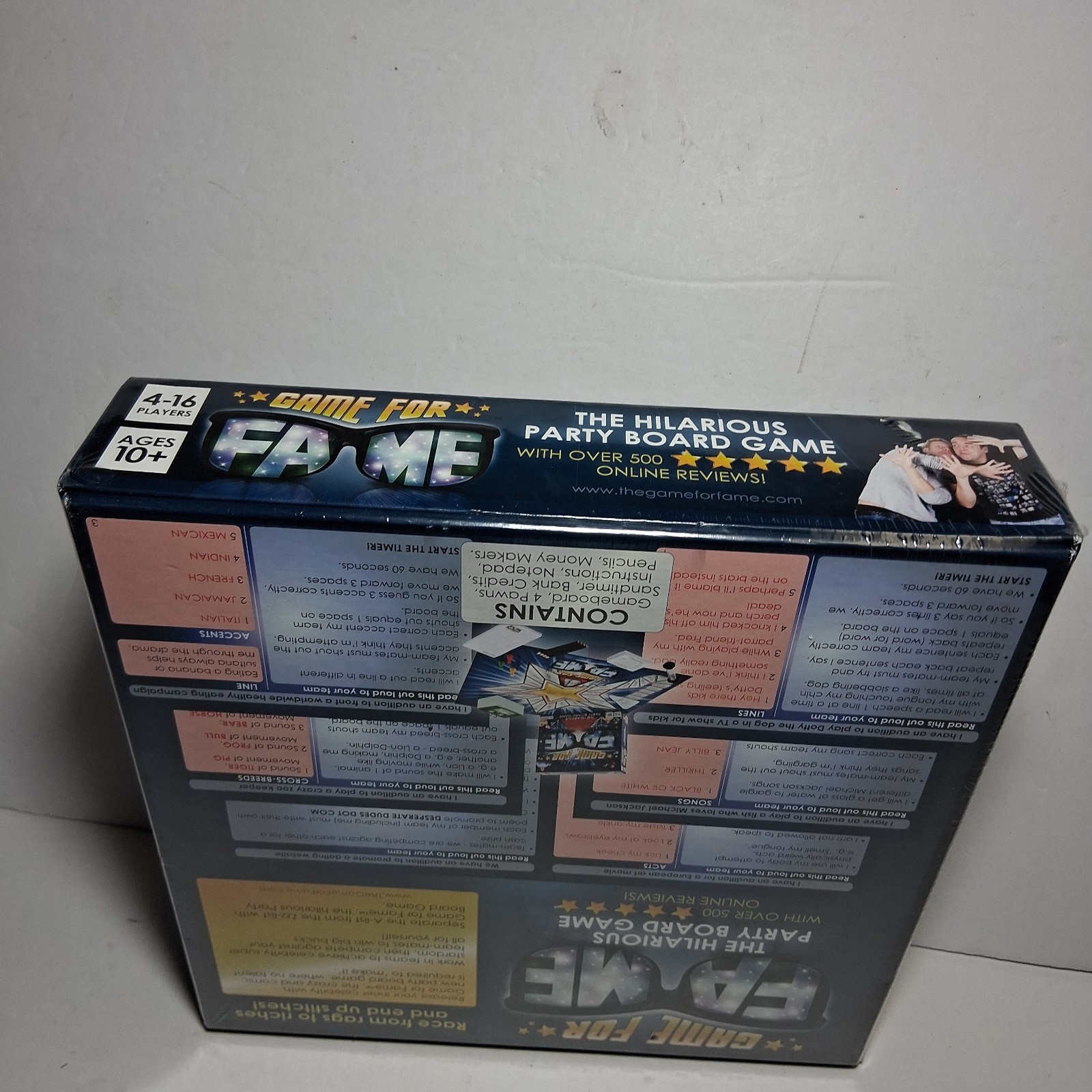 New Game For Fame The Hilarious Party Board Game 4-16 Players Ages 13+ Sealed
