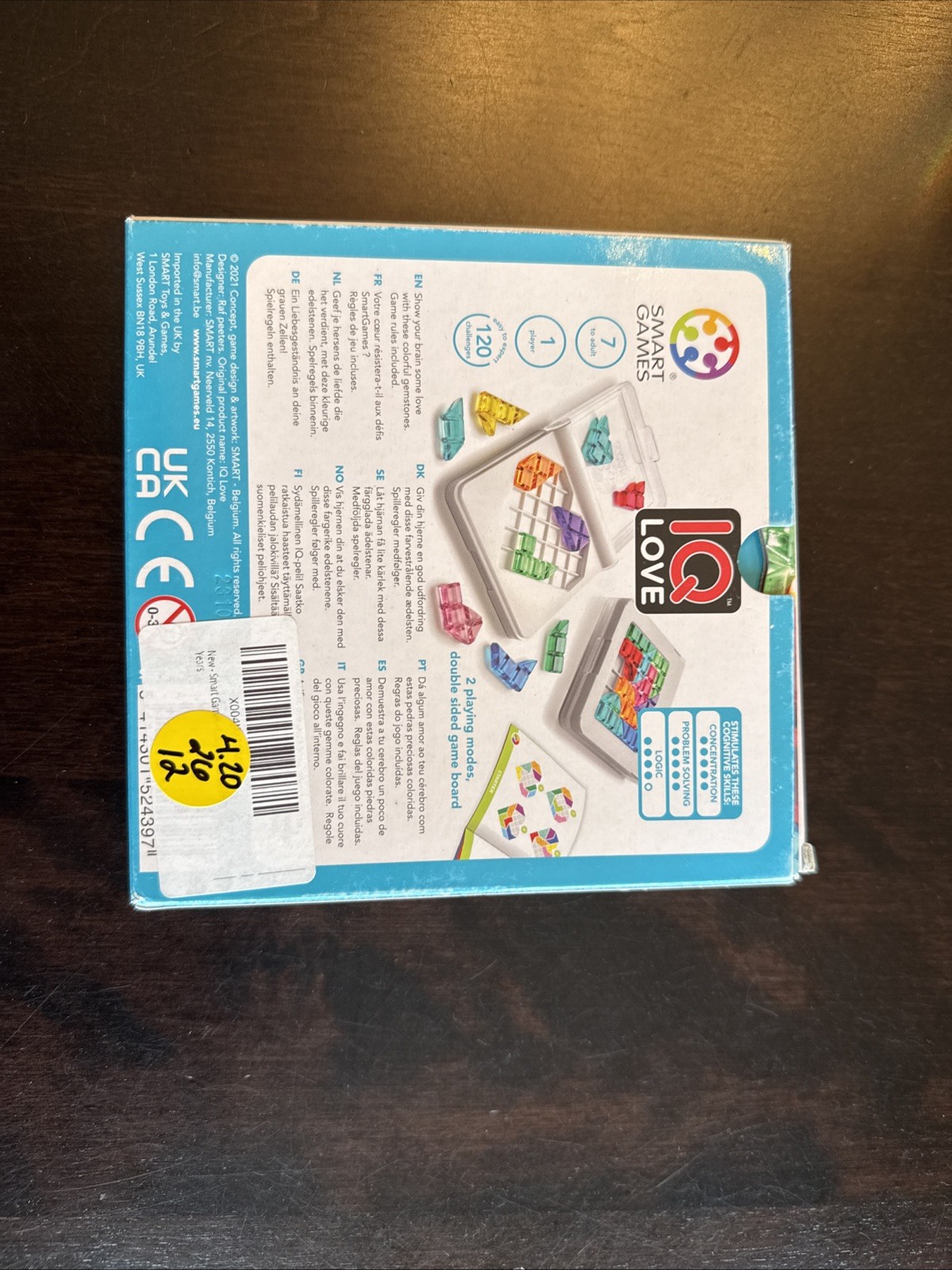 IQ LOVE 1 Player Logic Game: 120 Challenges for Ages 7+