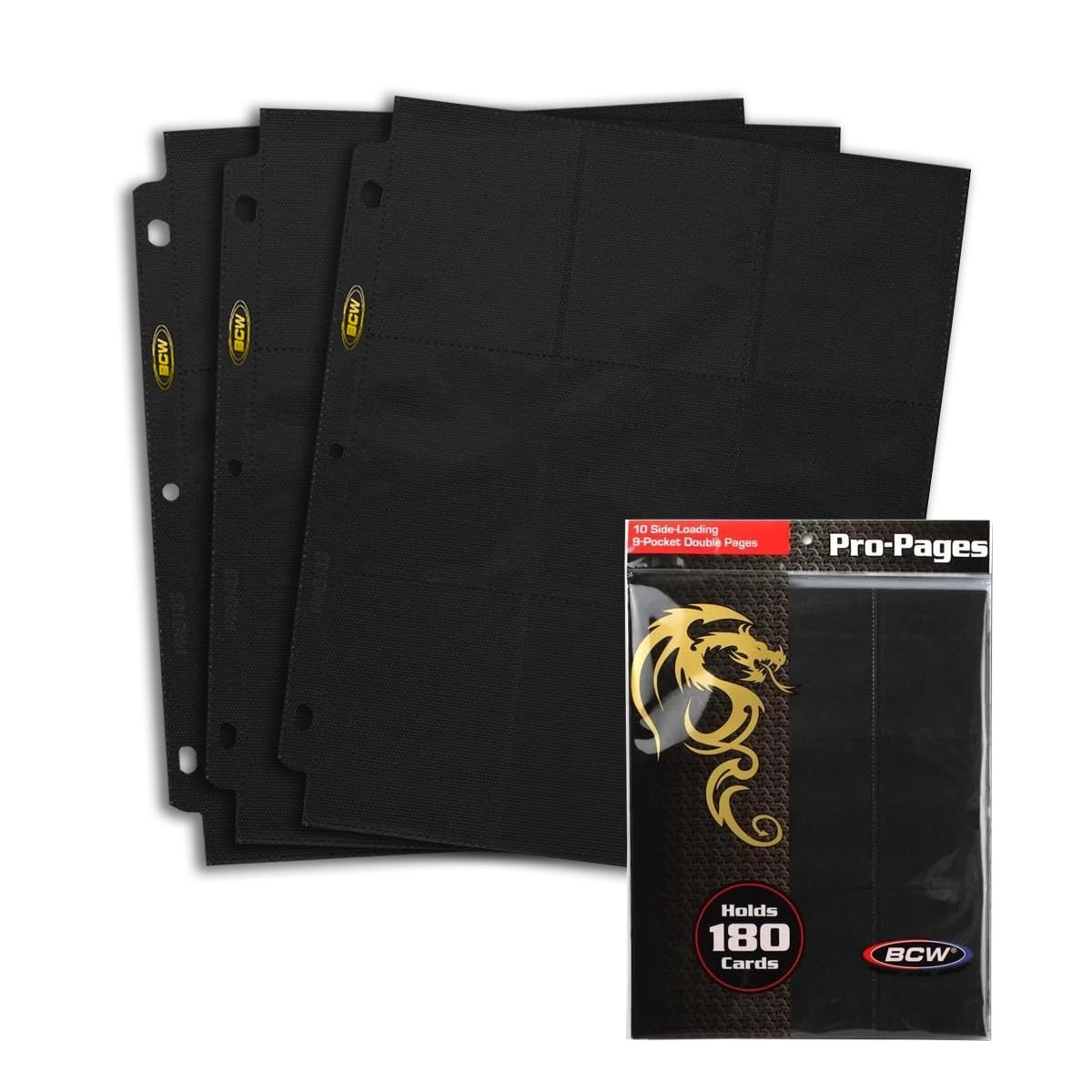 Double-Sided 9-Pocket Pages Holder – 10 Black Pages | Trading Card Binder She…